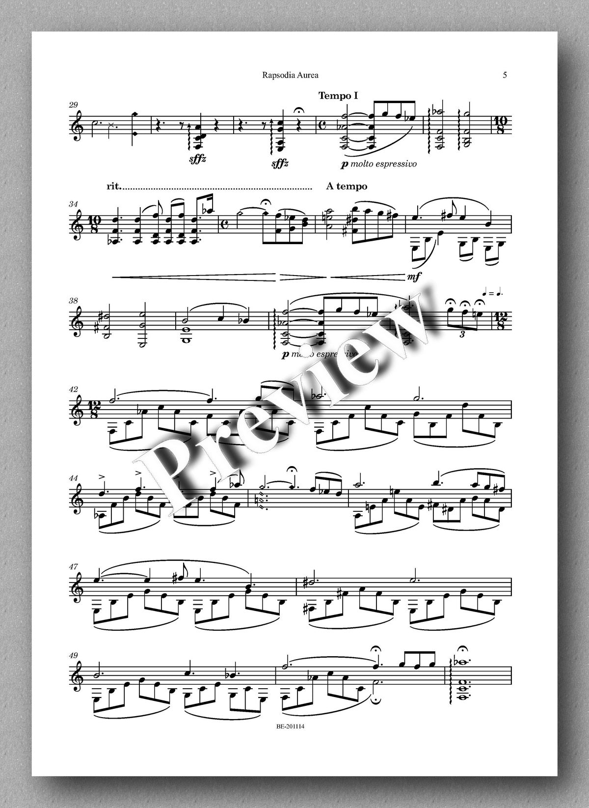 Rapsodia Aurea by Fabrizio Cecconi - Music score 2