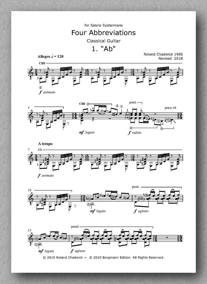 Chadwick, Four Abbrevations - preview of the music score 1