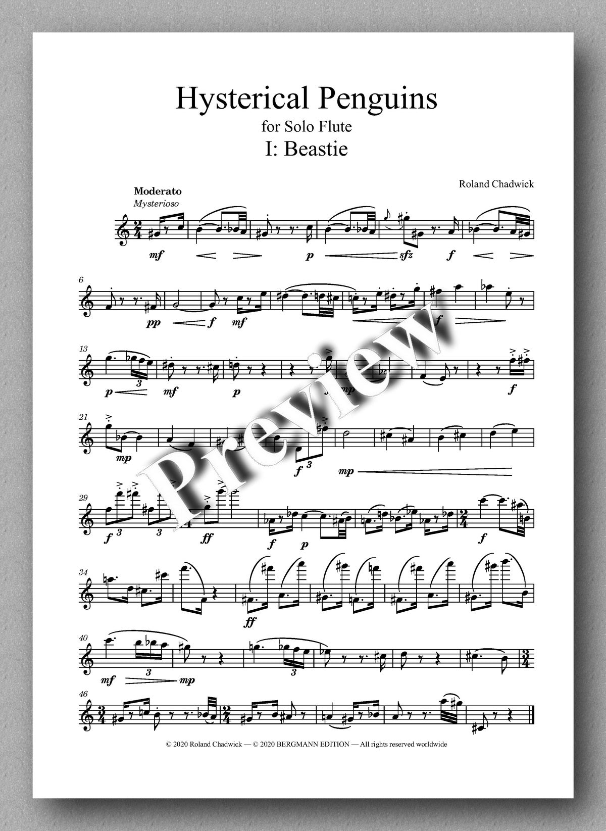 Roland Chadwick, Hysterical Penguins - preview of the music score