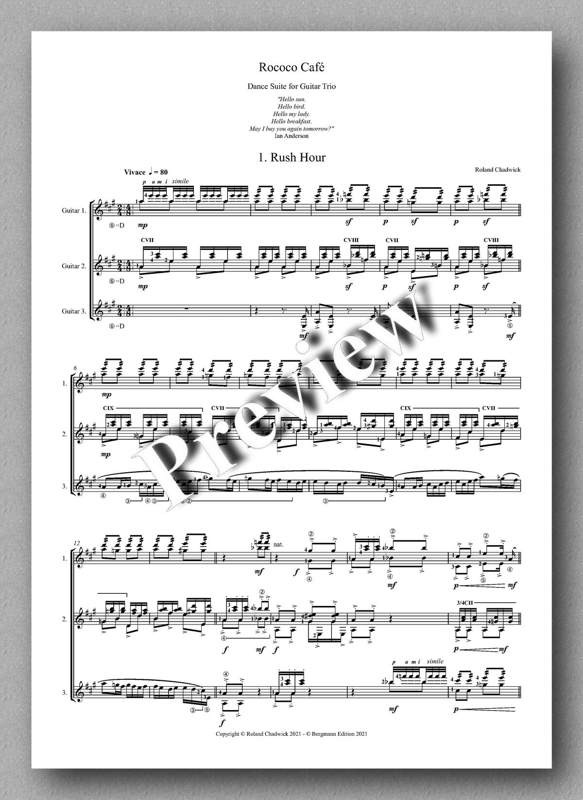 Chadwick, Rococo Café - music score 1