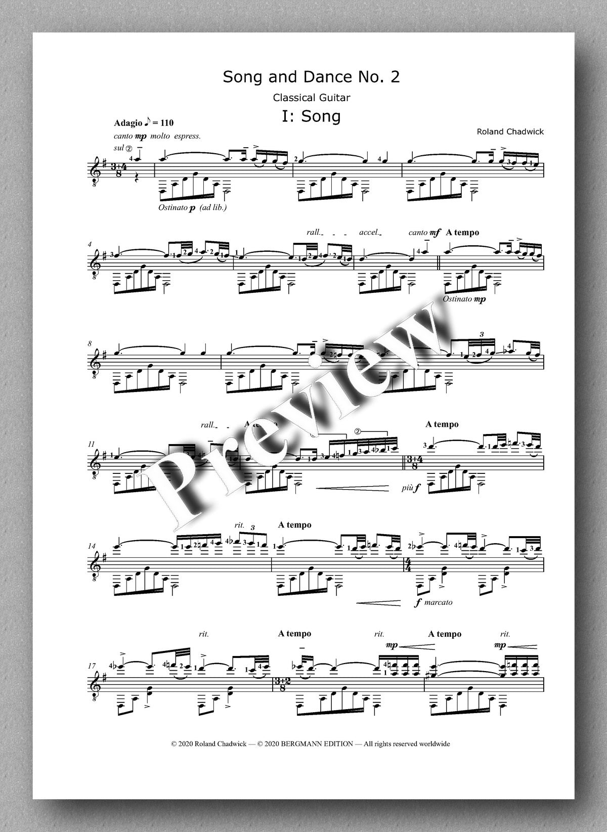 Roland Chadwick -Song & Dance No. 2 - preview of the music score 1