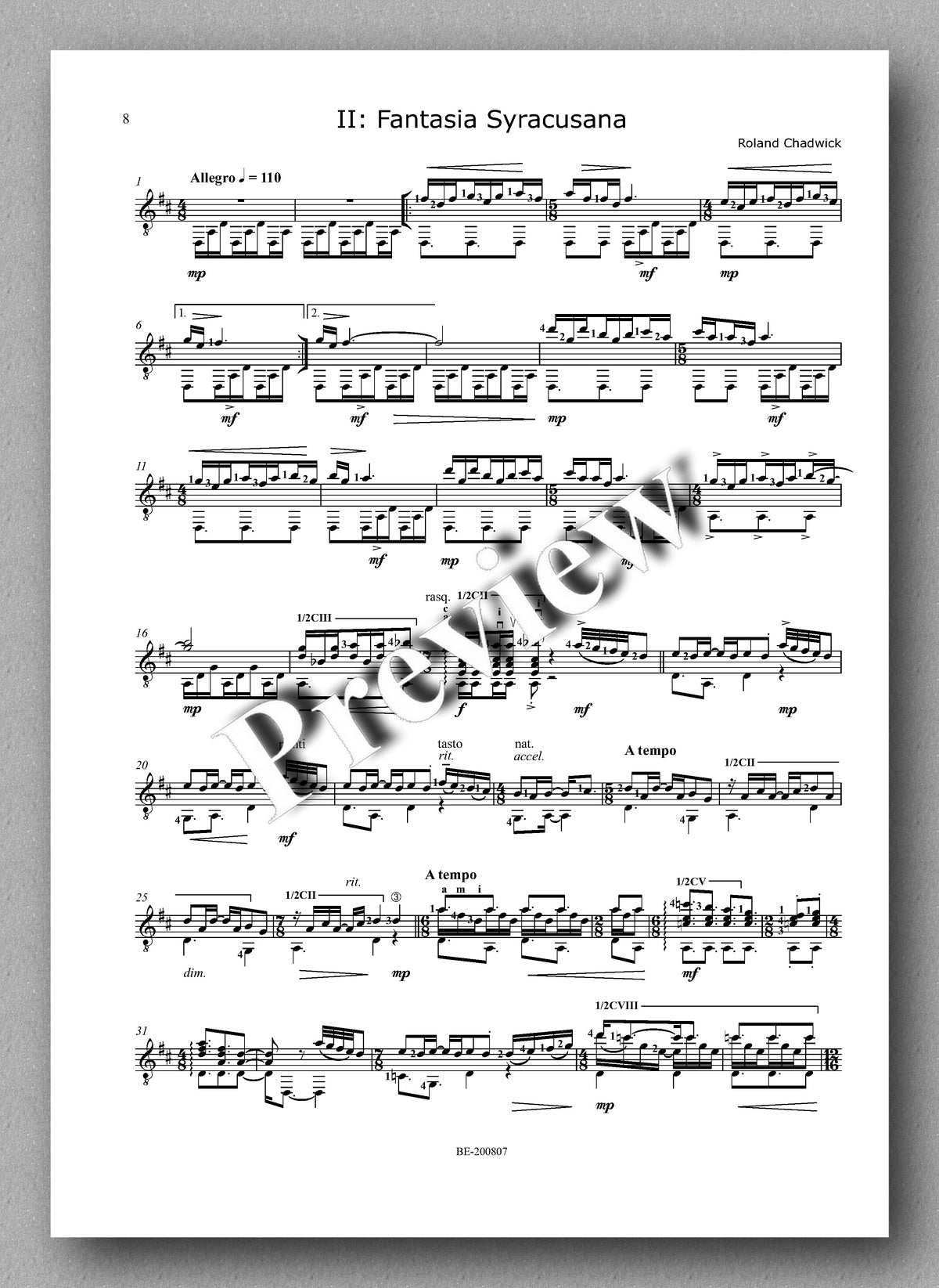 Roland Chadwick -Song & Dance No. 2 - preview of the music score 2