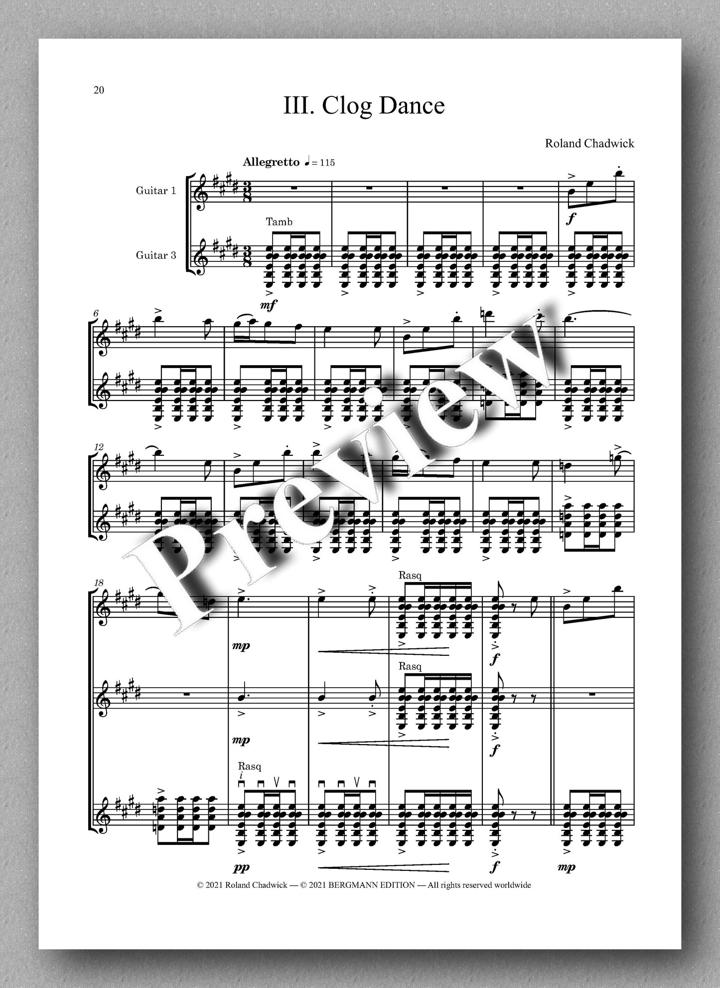 Chadwick, Three Kisses for Jenny - music score 3