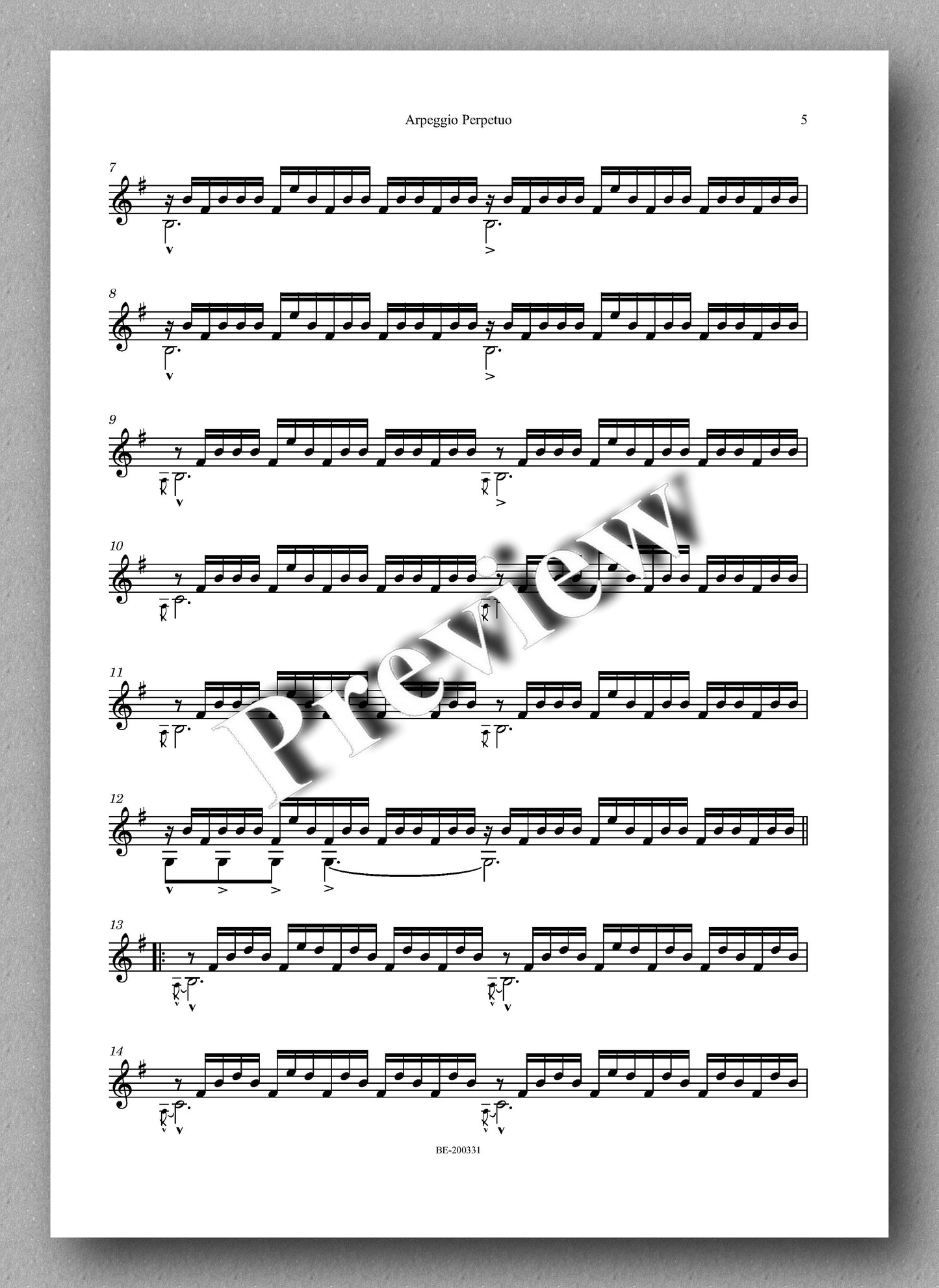 Giovanni Cigliano, Arpeggio Perpetuo, homenage to Niccolò Paganini - preview of the music score 2