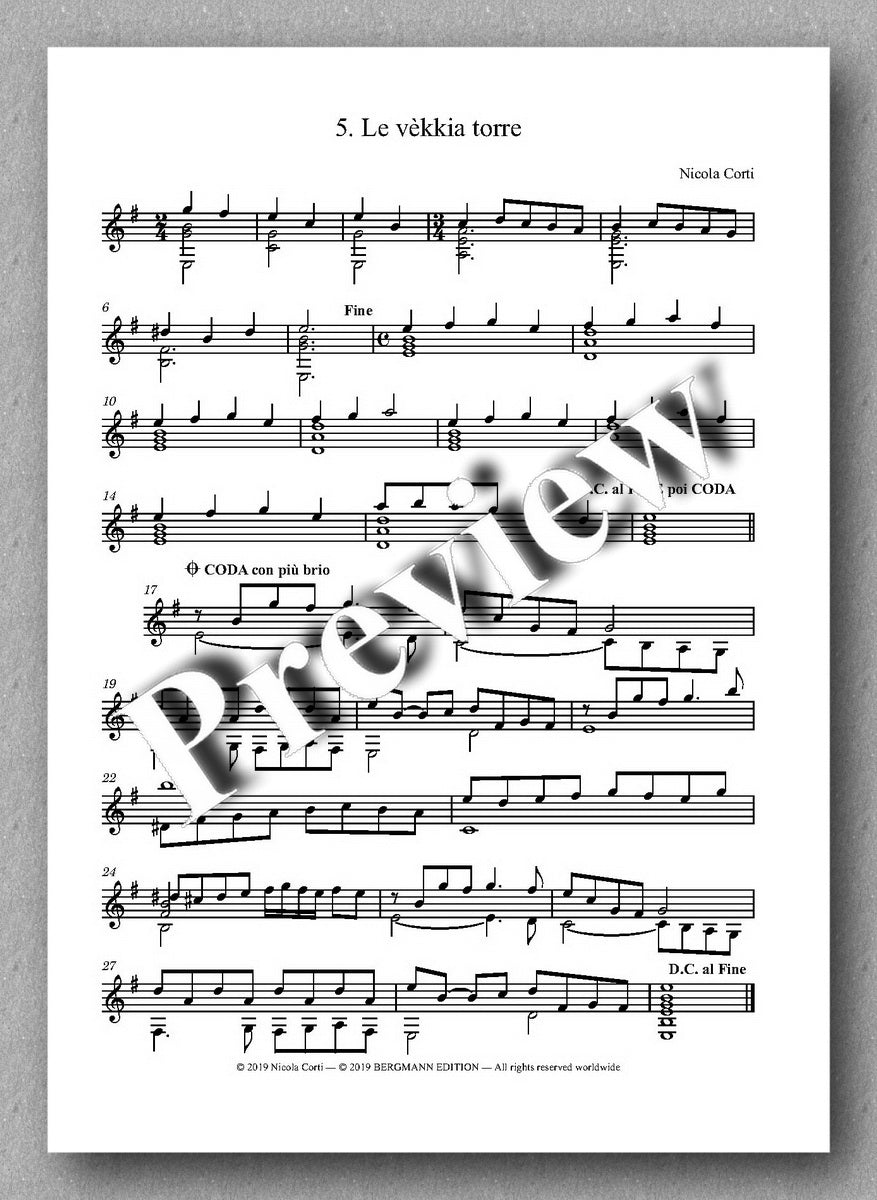 Corti, 2. Suite del Ricercare - preview of the music score