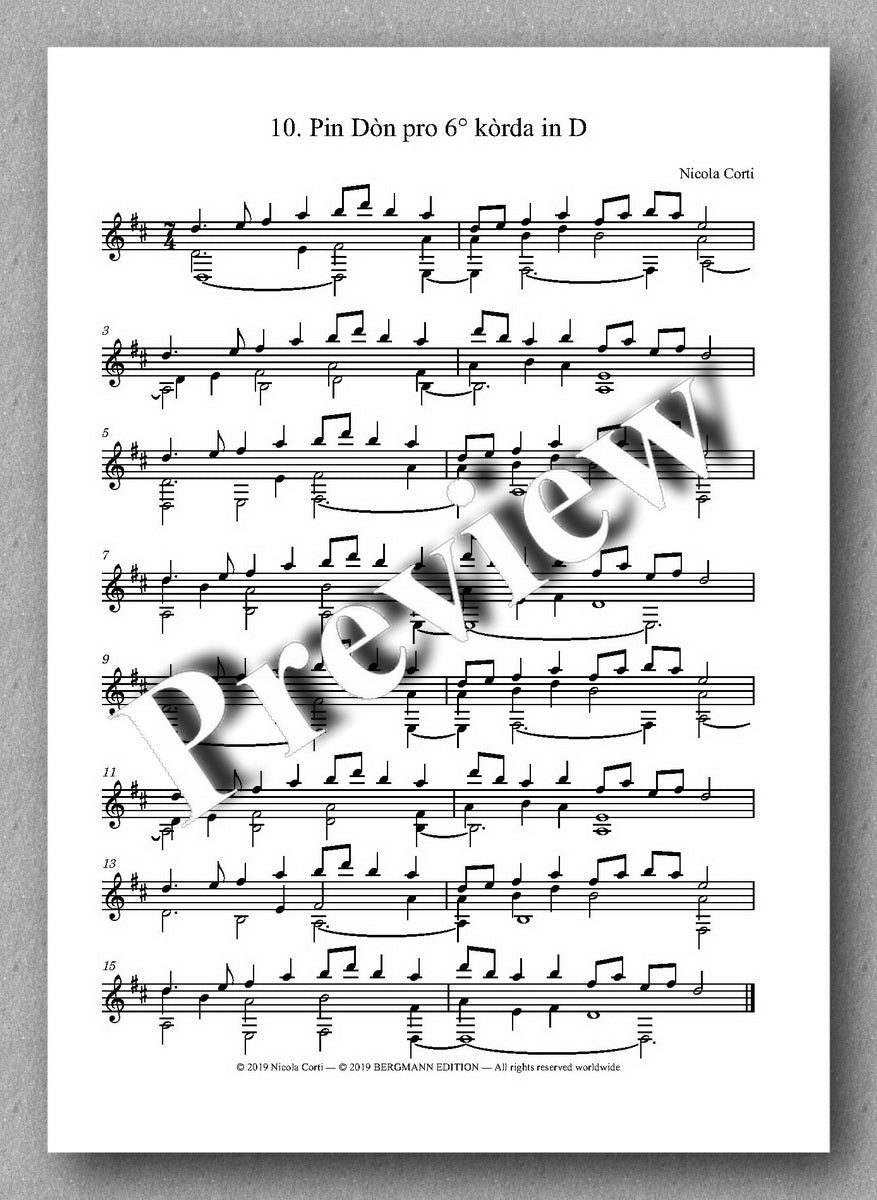 Nicola Corti, 3. Suite Orizzonte, for solo guitar - preview of the music score