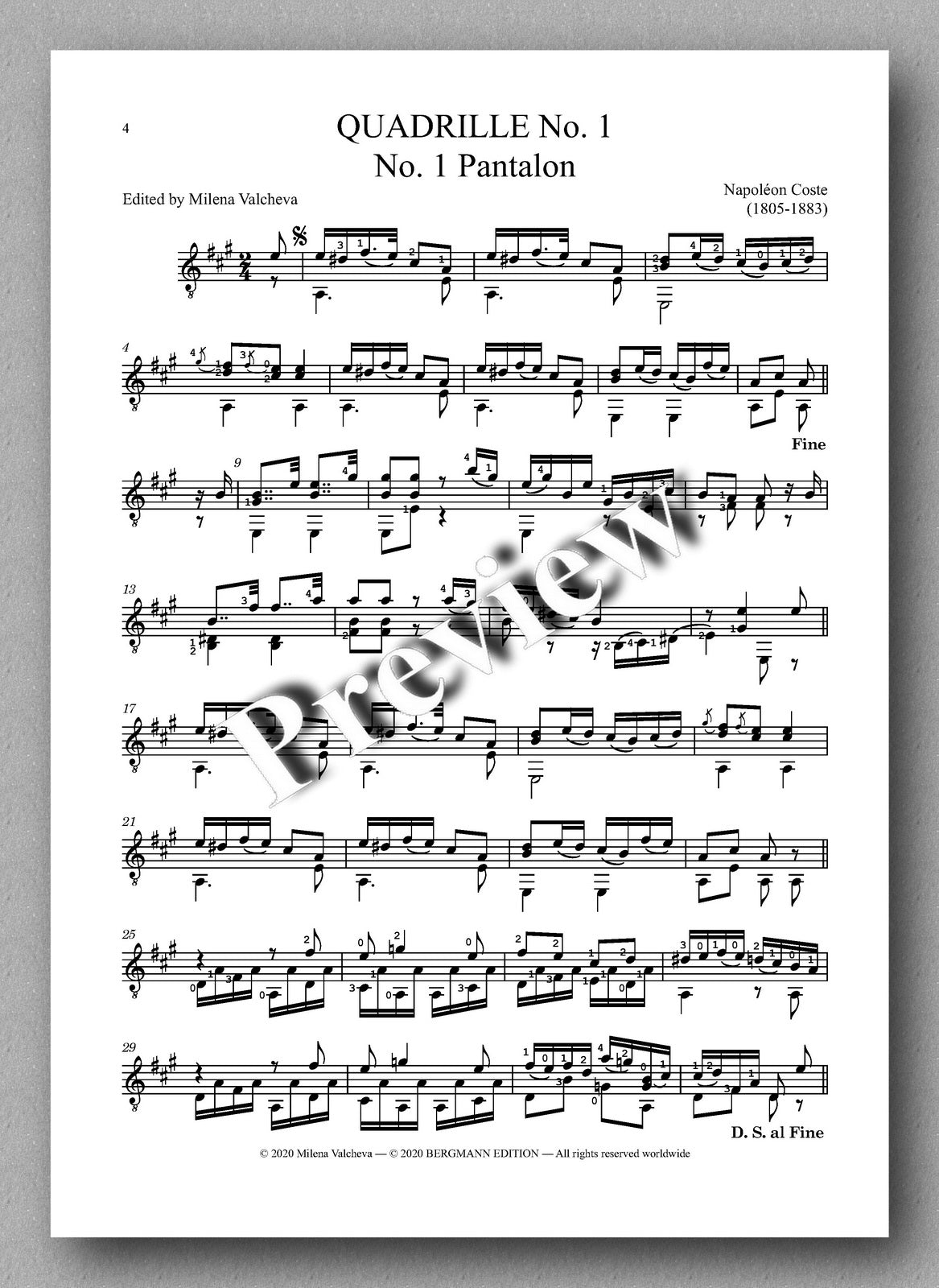 Napoléon Coste, Deux Quadrilles de Contredanses Op. 3 - preview of the music score 1