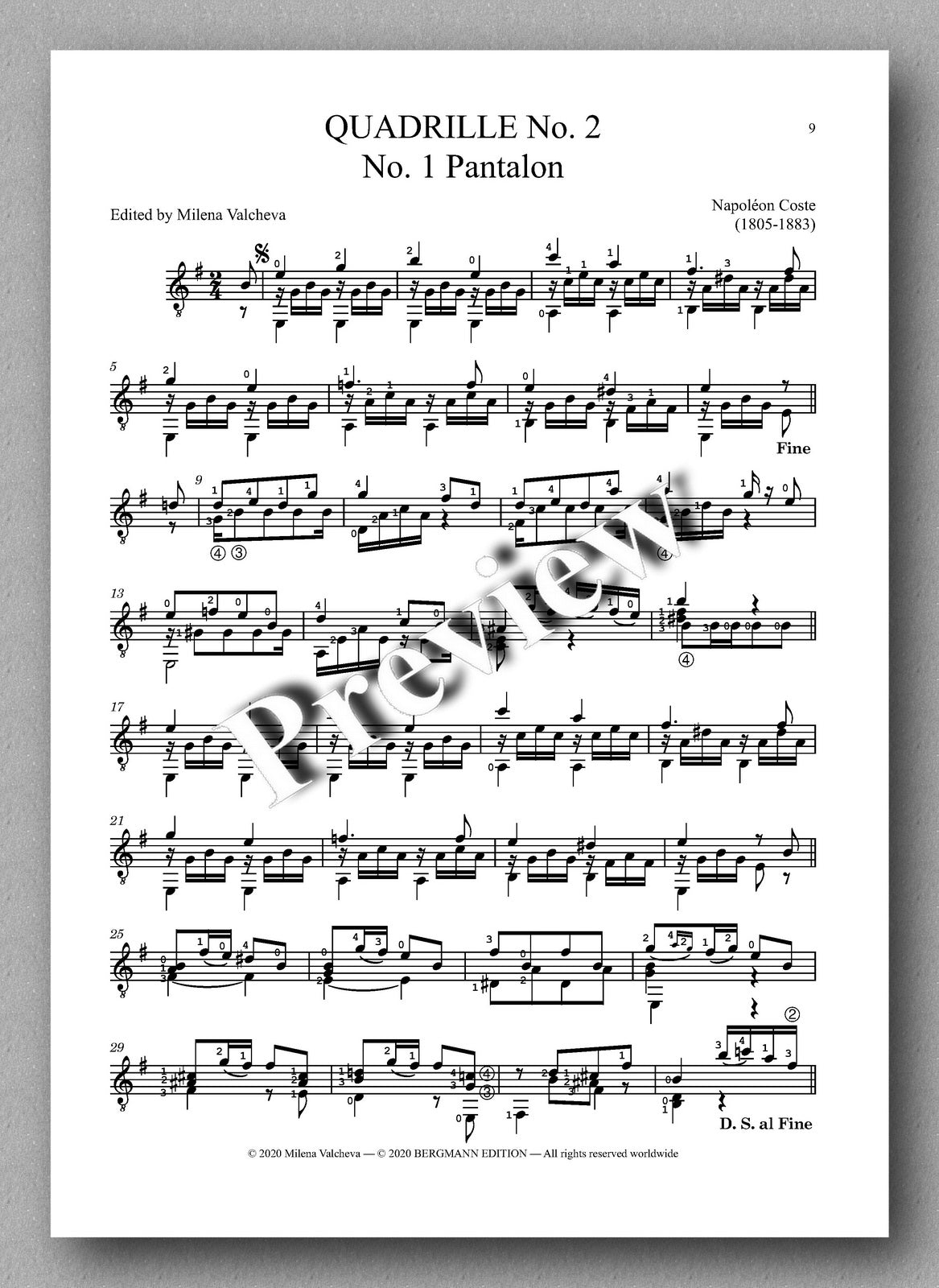 Napoléon Coste, Deux Quadrilles de Contredanses Op. 3 - preview of the music score 2