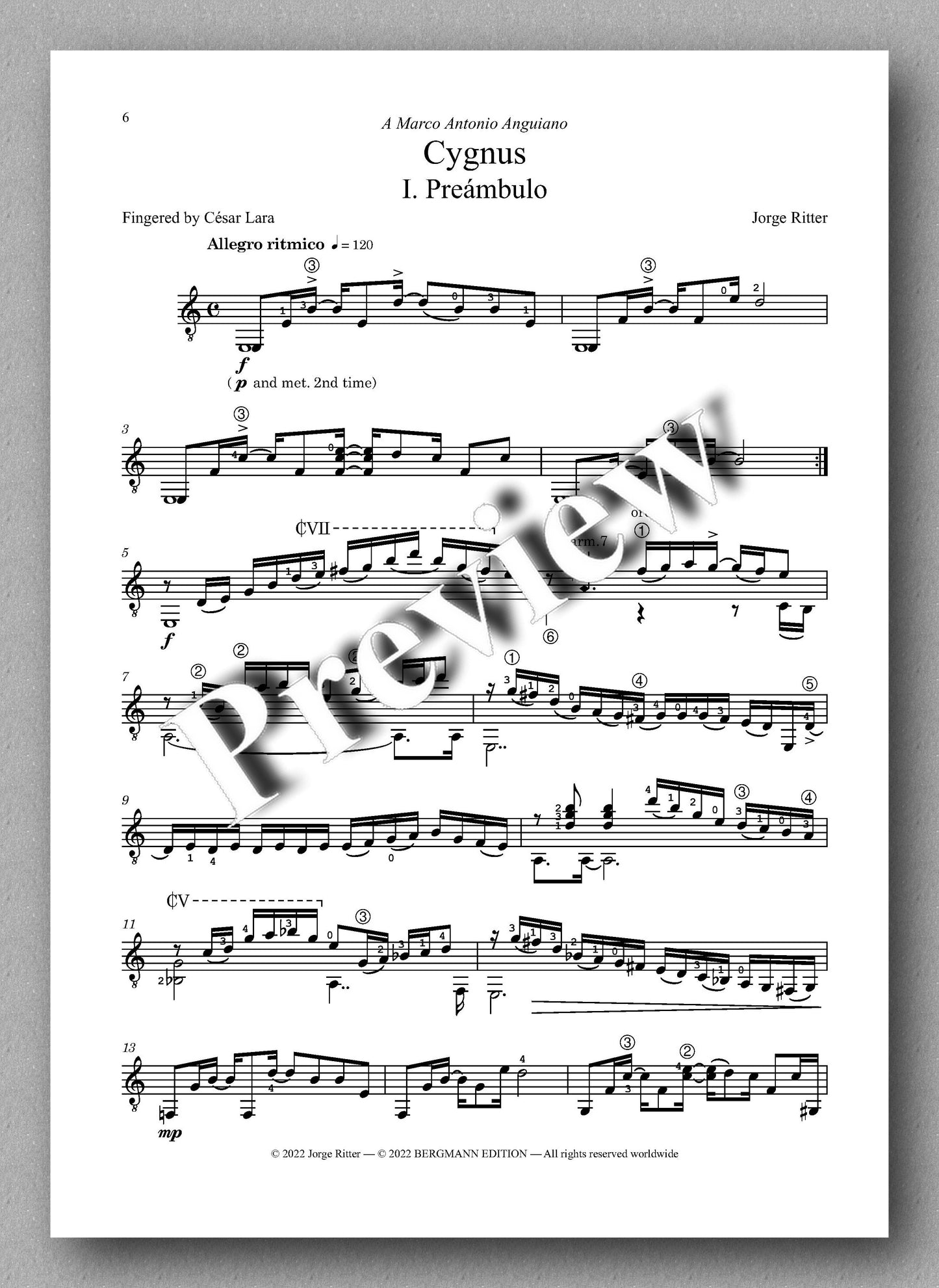 Jorge Ritter, Cygnus - music score 1