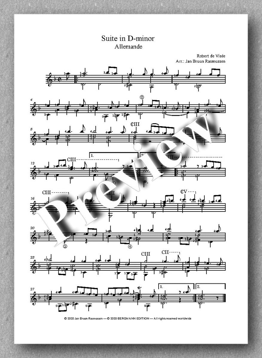 Robert de Visée, Suite in D-minor - preview of the music score 1