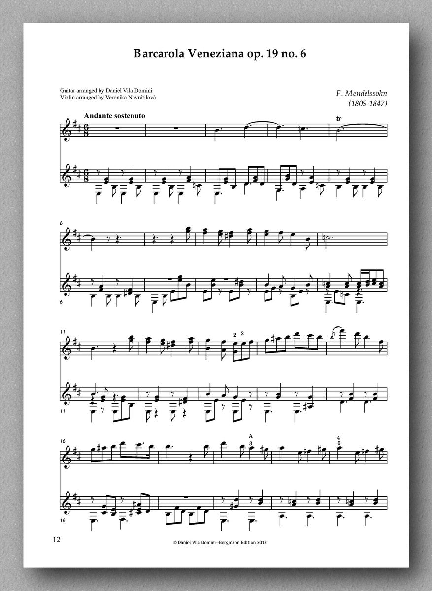 Four Pieces for Violin and Guitar, full score