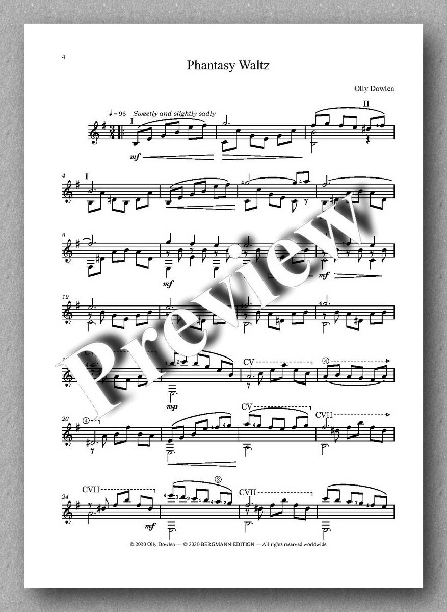Dowlen, Five Pieces for Solo Guitar - preview of the music cover 1