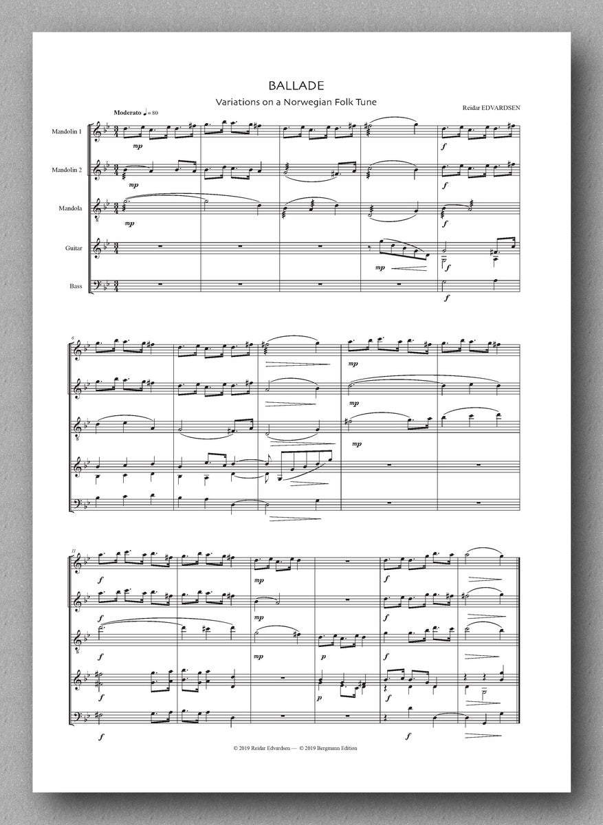 Reidar Edvardsen, Ballade for Mandolin Orchestra. Preview of the score 1