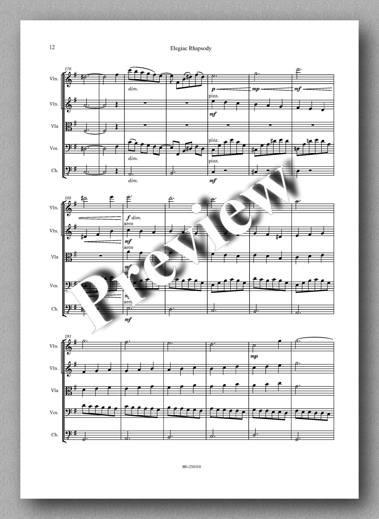 Filip Alilovic, Elegiac Rhapsody - preview of the music score 3