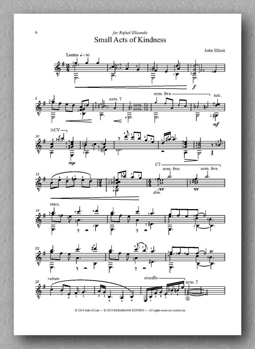 John Elliott, Emily’s Tune and Small Act of Kindness - preview of the music score