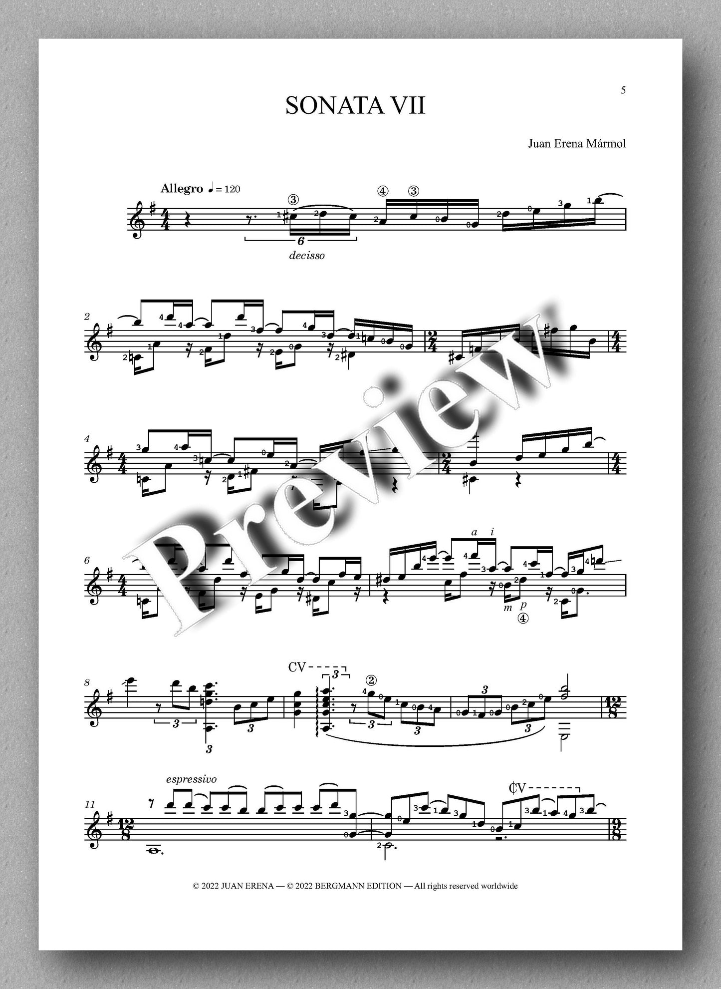 Juan Erena, ALHORÍ - preview of the music score 1