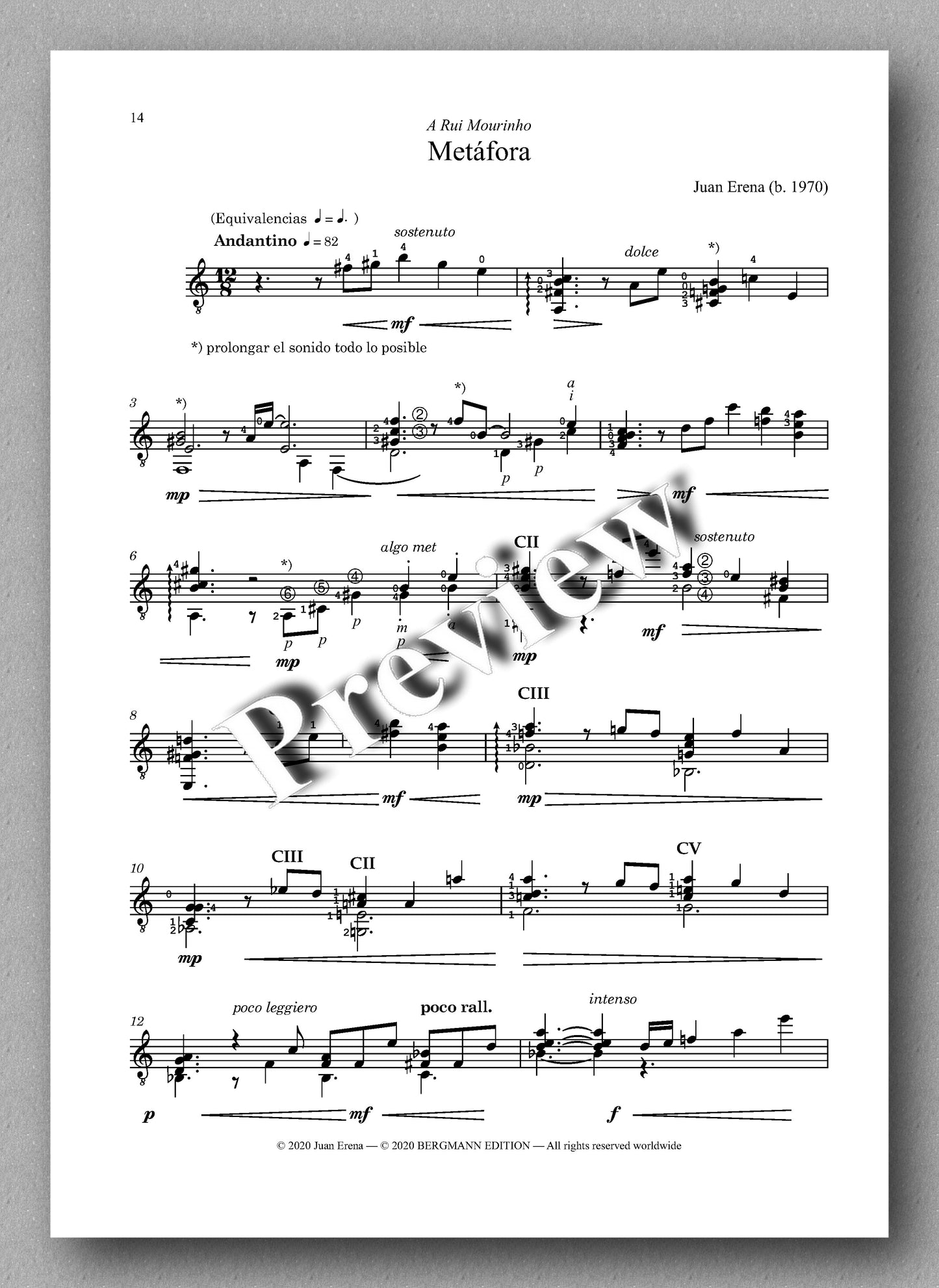 Erena, Cuatro Piezas Oníricas - preview of the music score 4