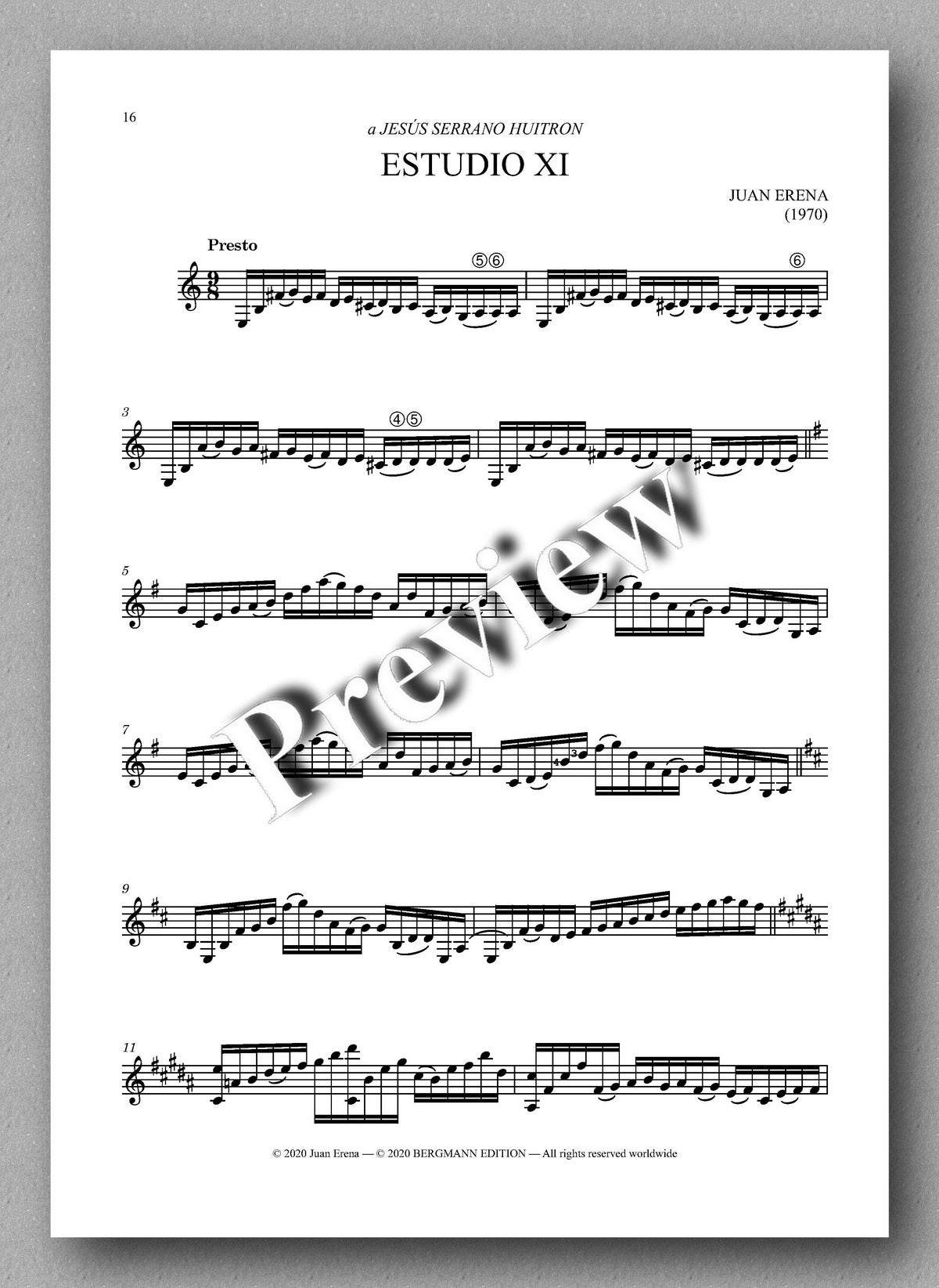 Juan Erena, ESTUDIOS I-XII  - music score 2