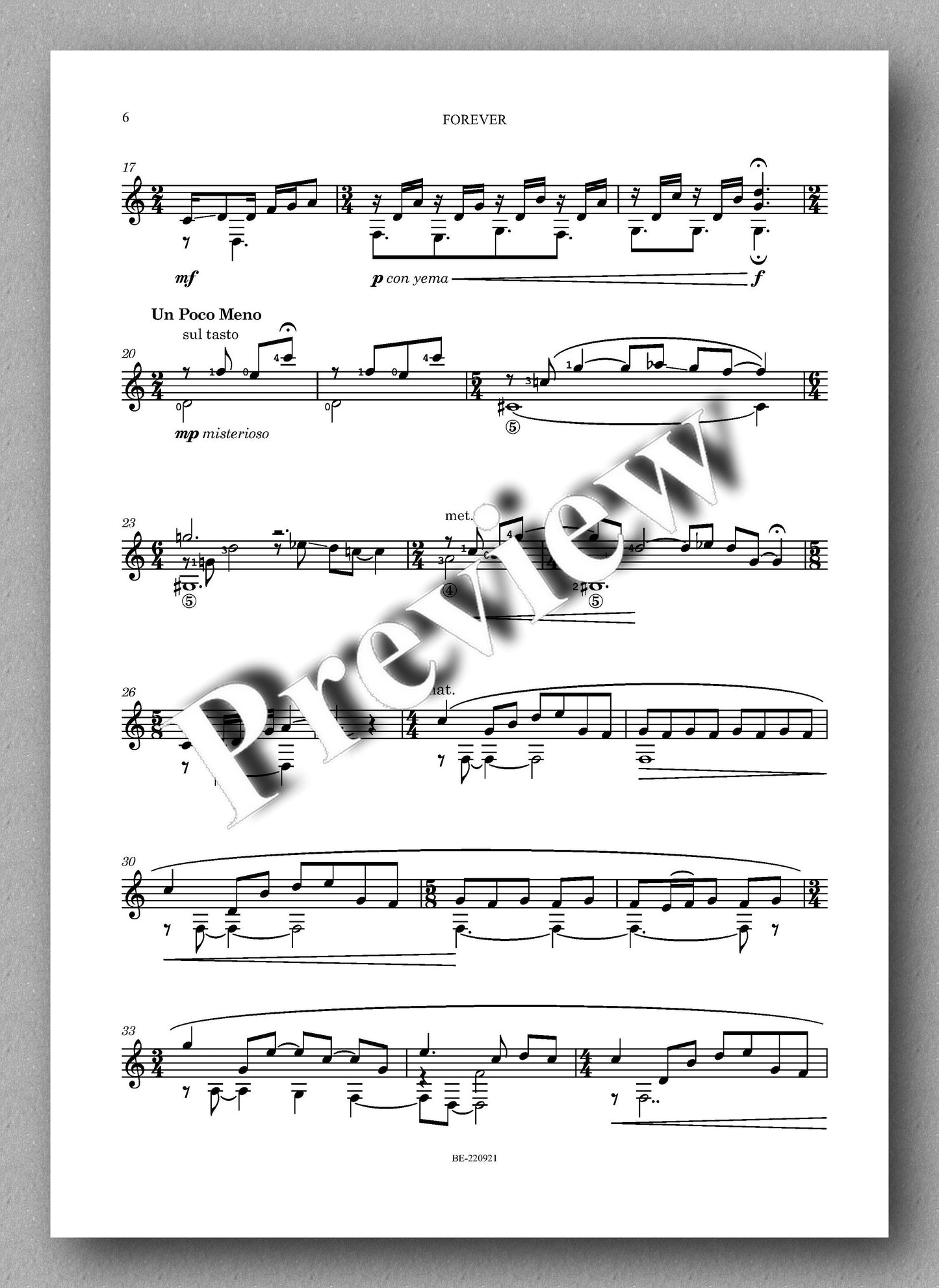 Juan Erena, Forever - preview of the music score 2