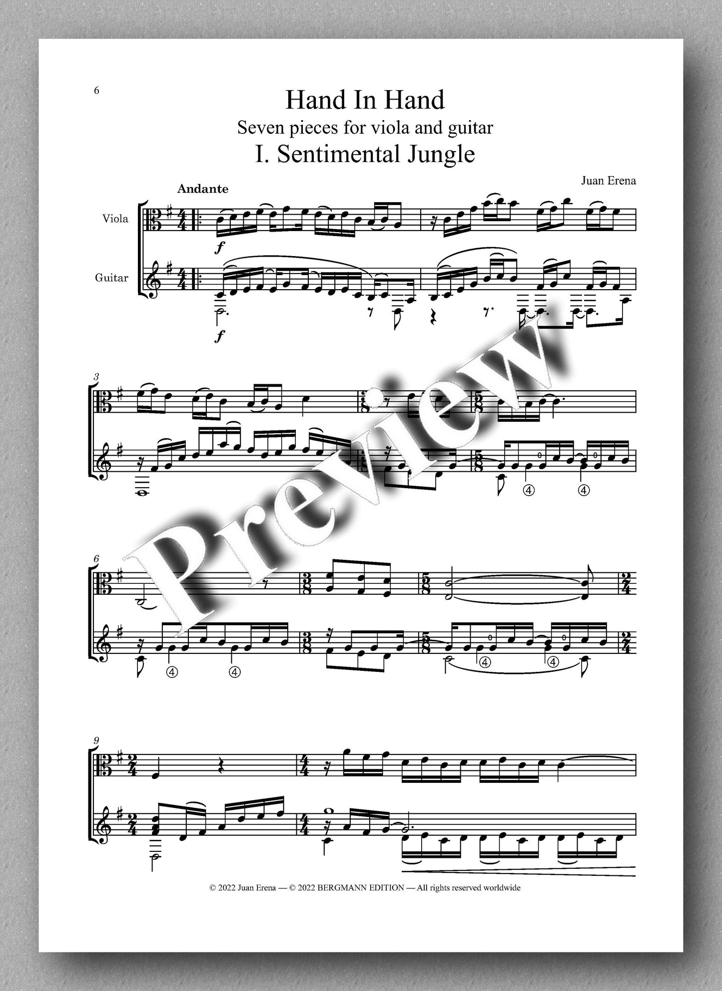 Erena, Hand in Hand - Music score 1