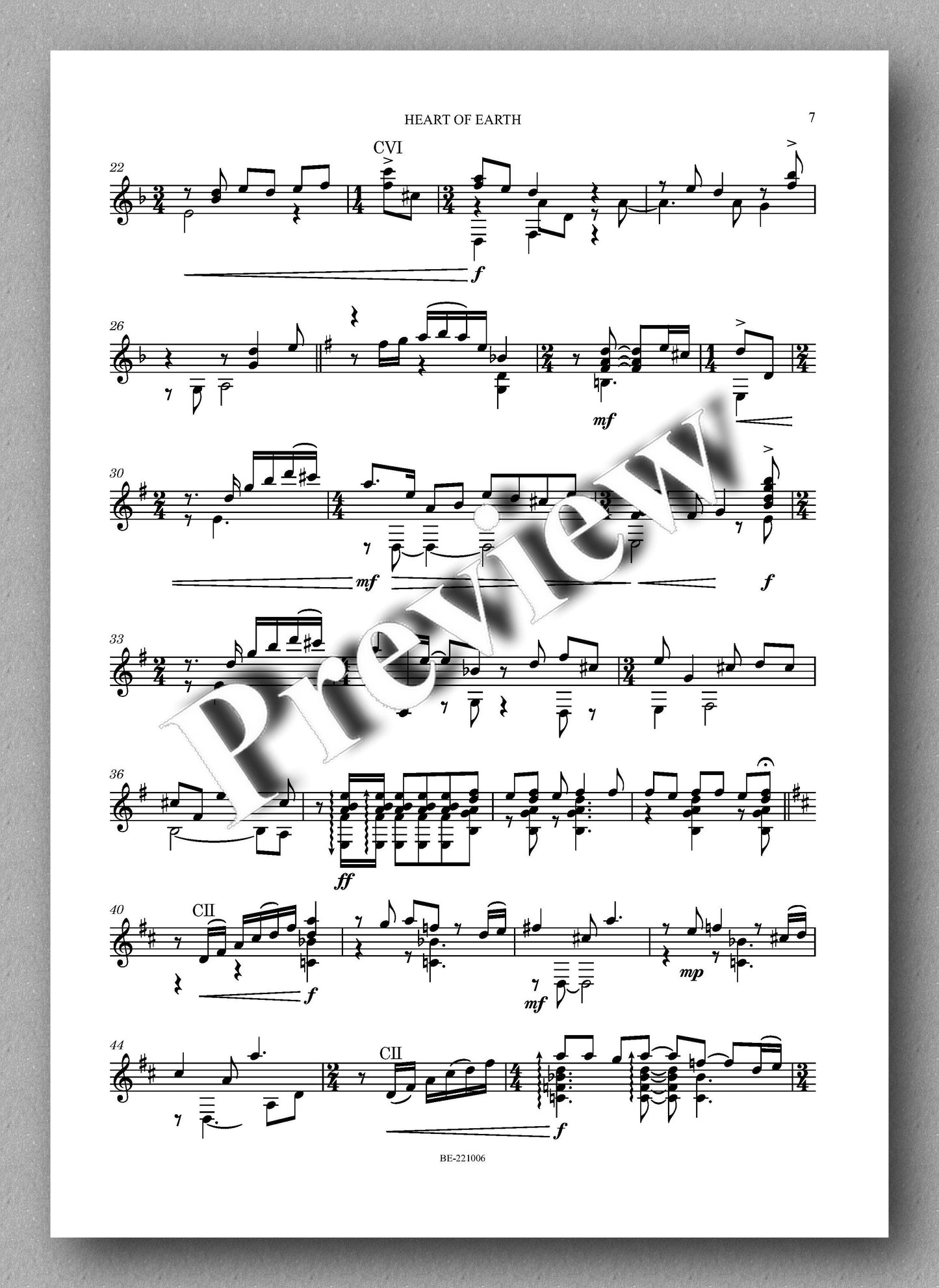 Juan Erena, Heart of Earth - Preview of the music score 2
