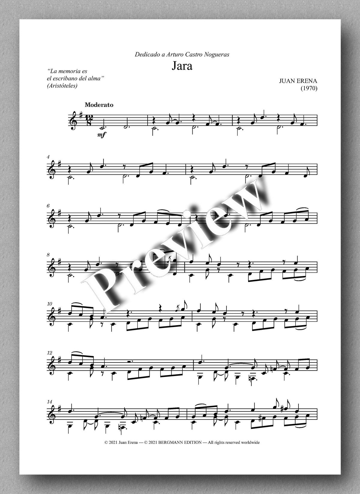 Juan Erena, Jara - music score 1