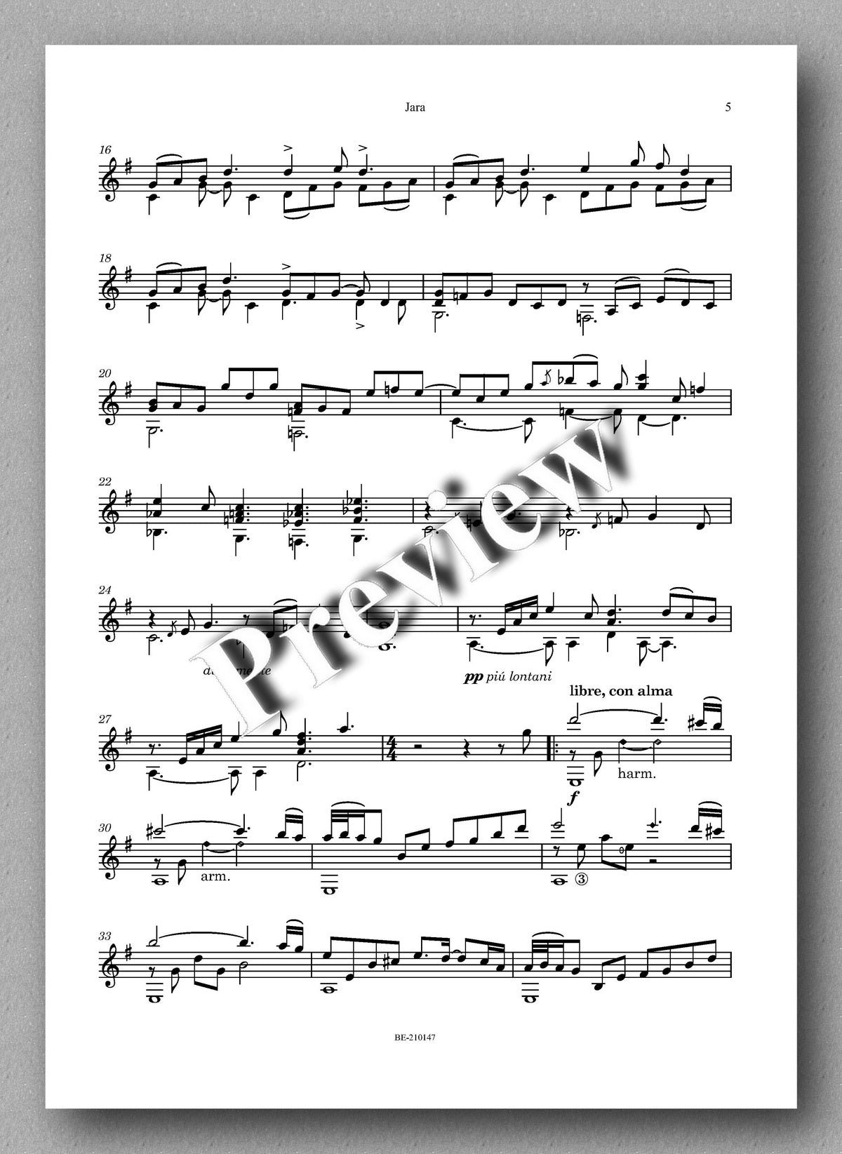 Juan Erena, Jara - music score 2
