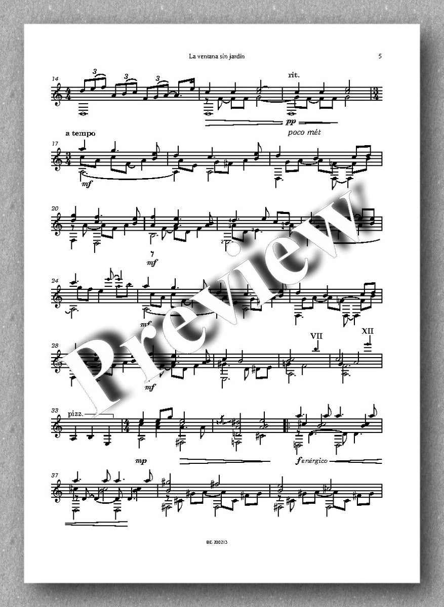 Juan Erena, La ventana sin jardín - preview of the music score 2