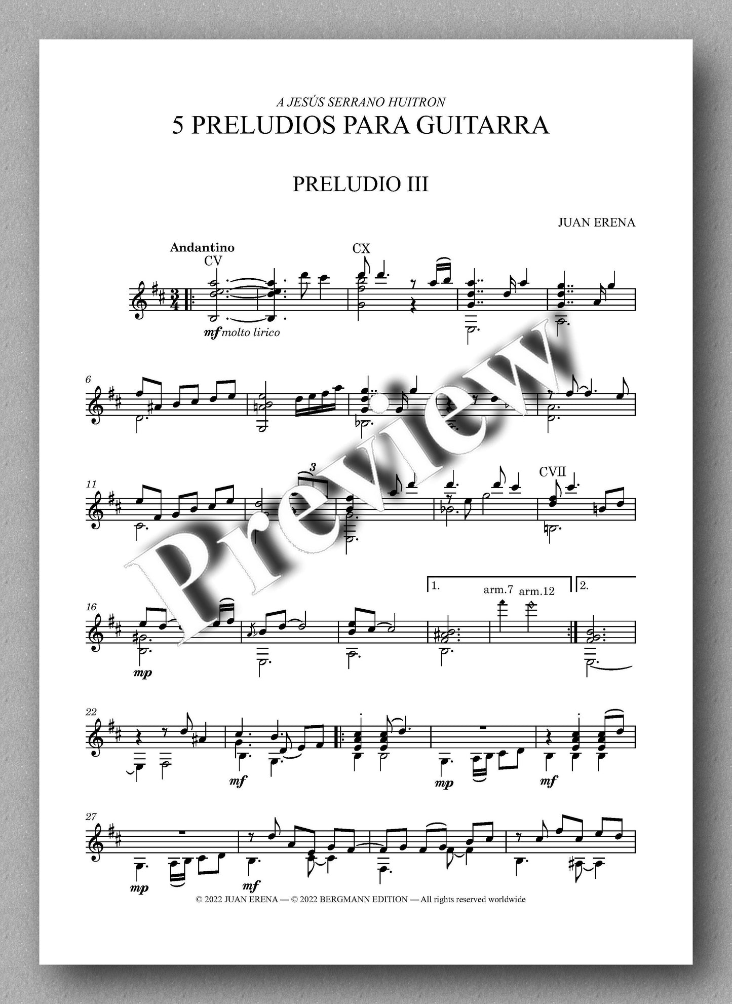 Juan Erena, PRELUDIO III - preview of the music files
