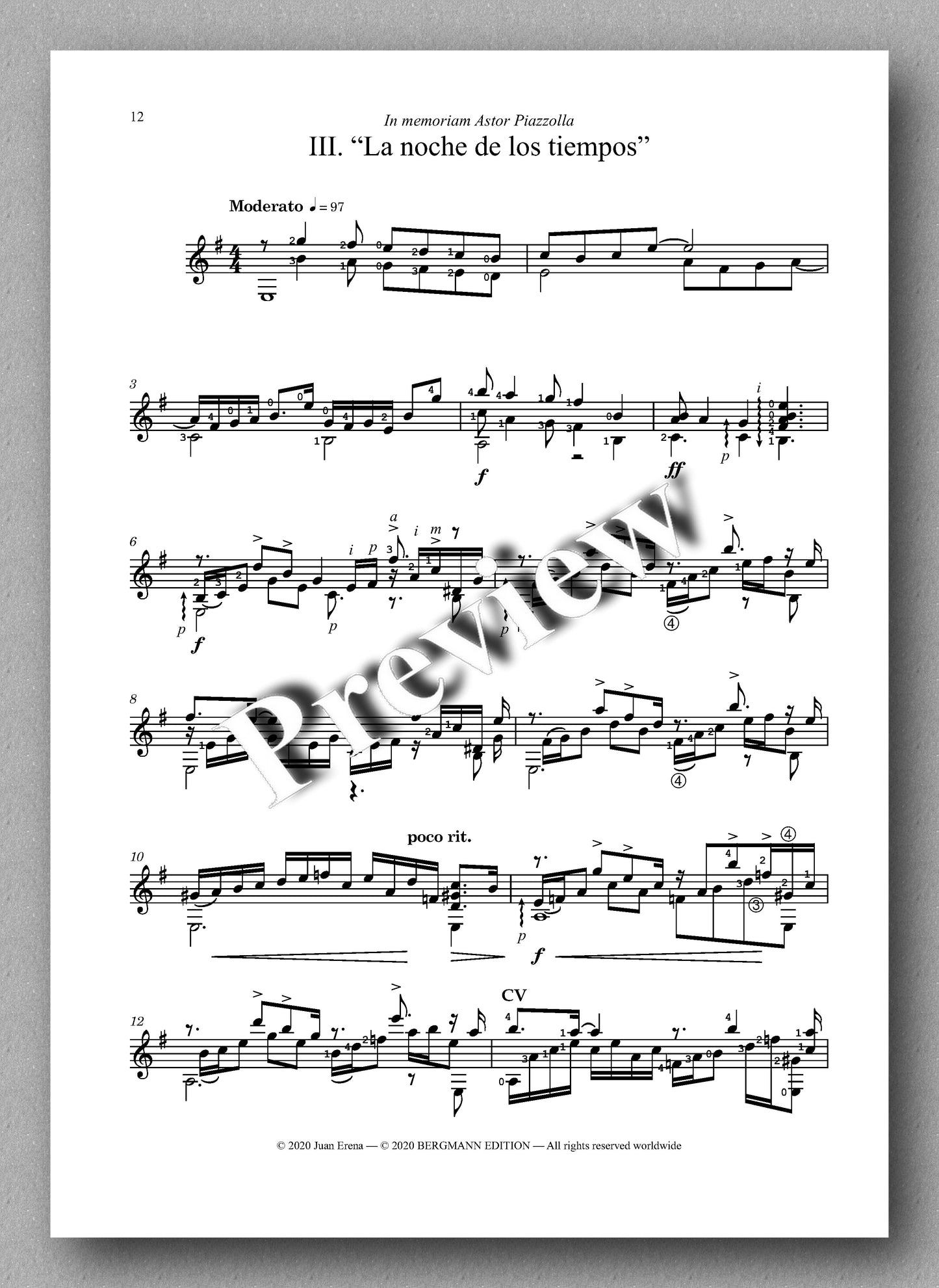 Juan Erena, Sonata de Linares - preview of the music score 1