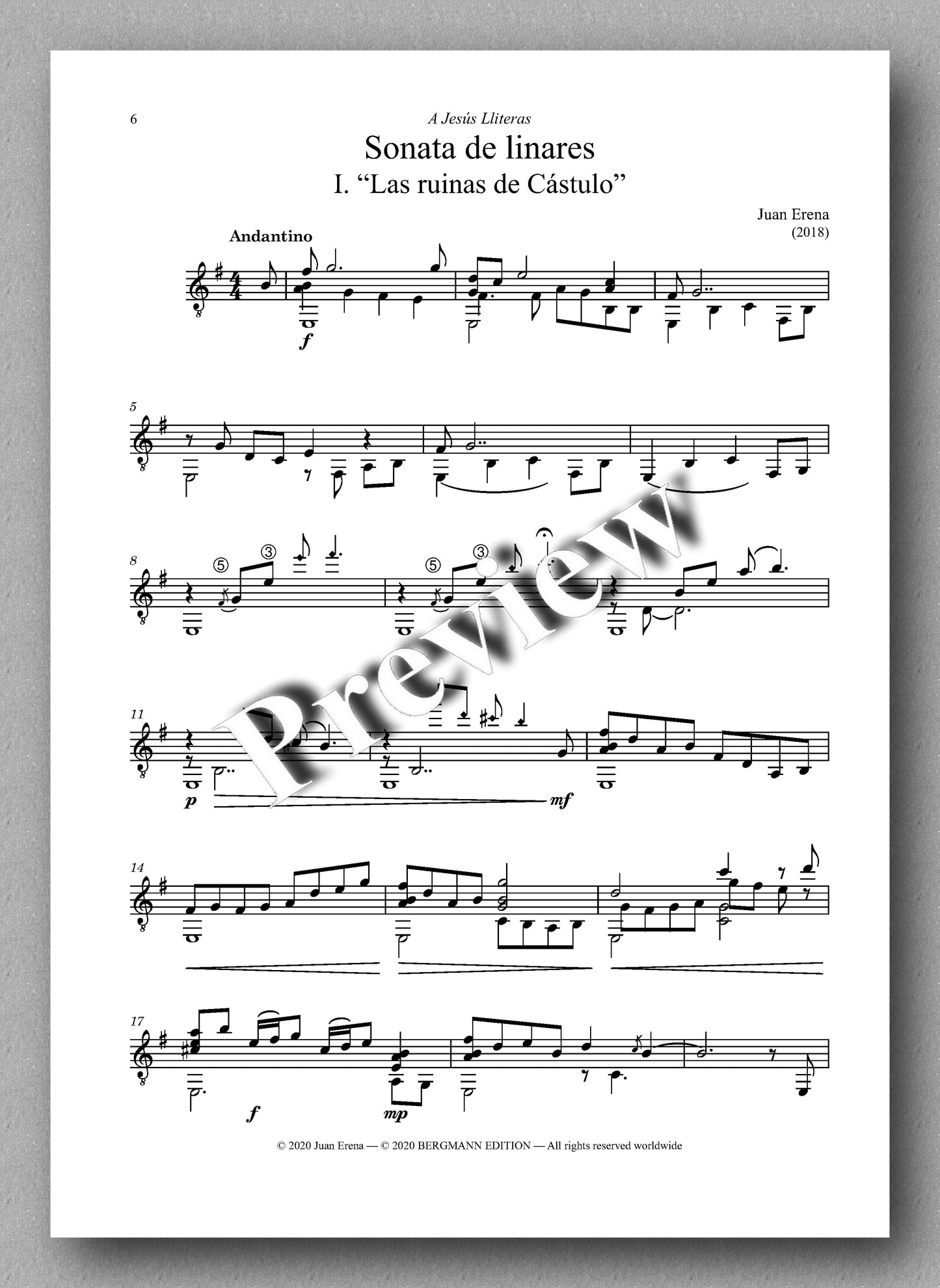 Juan Erena, Sonata de Linares - preview of the music score 1
