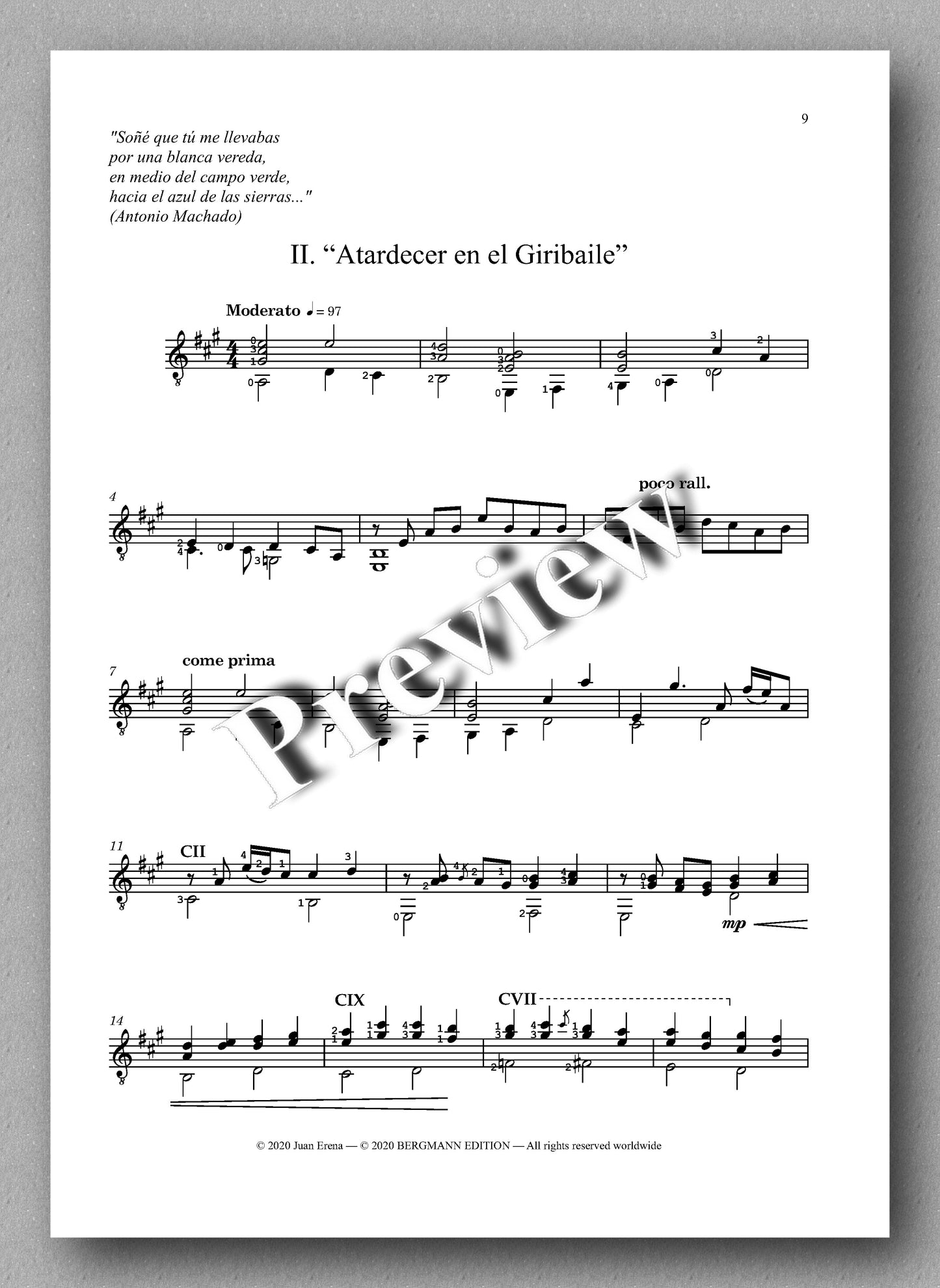 Juan Erena, Sonata de Linares - preview of the music score 2