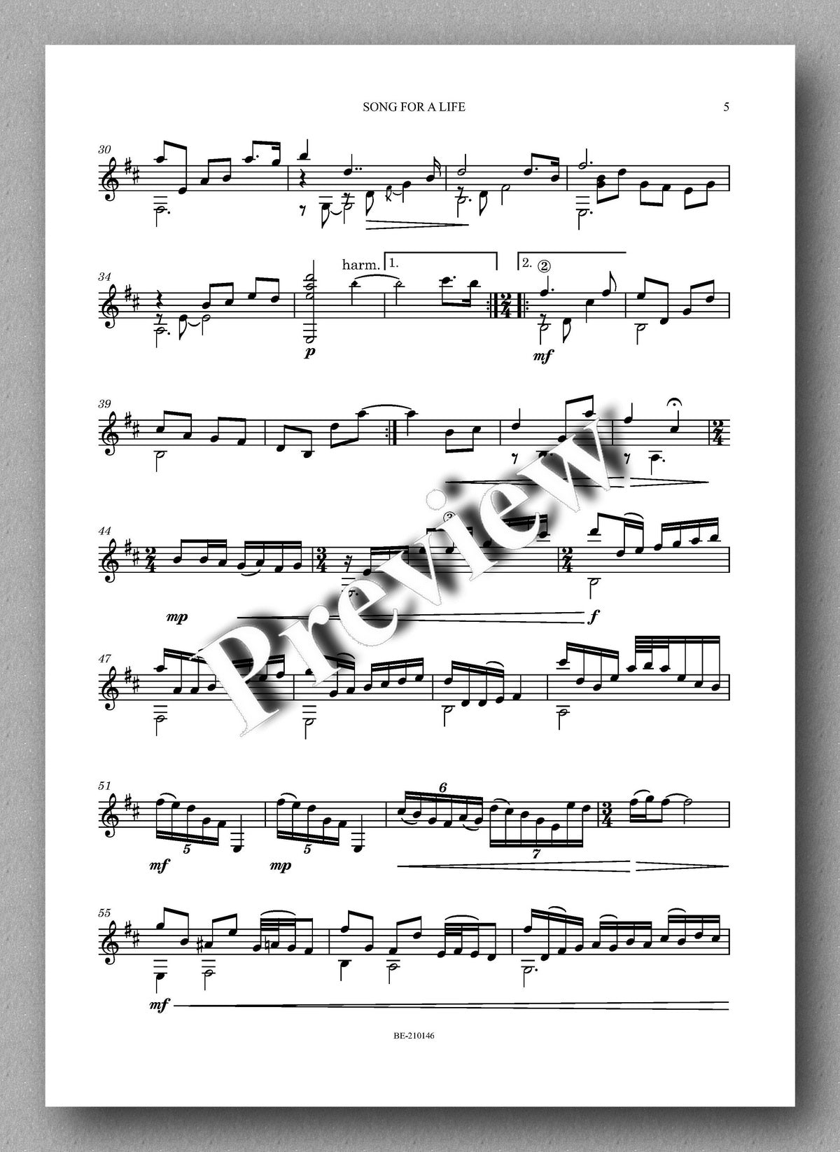 Juan Erena, Song for a Life - music score 2