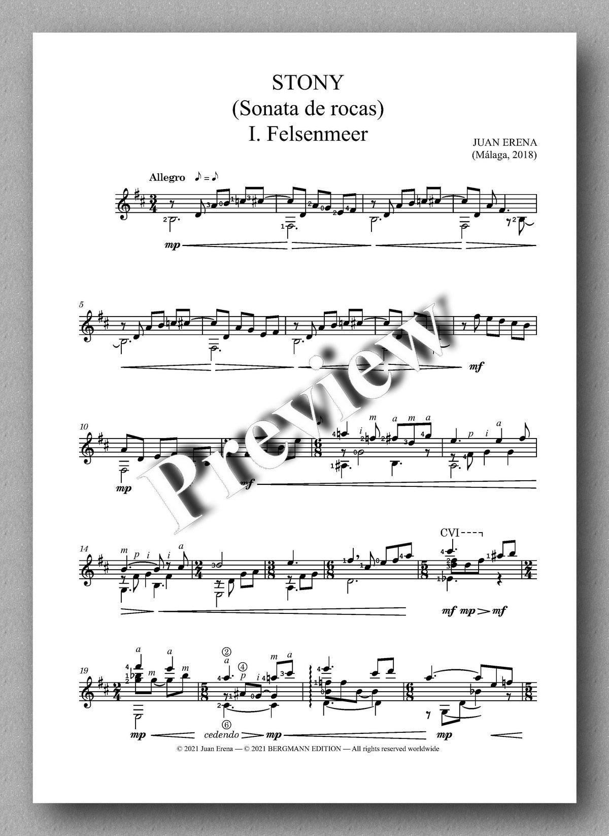 Juan Erena, STONY - music score 1