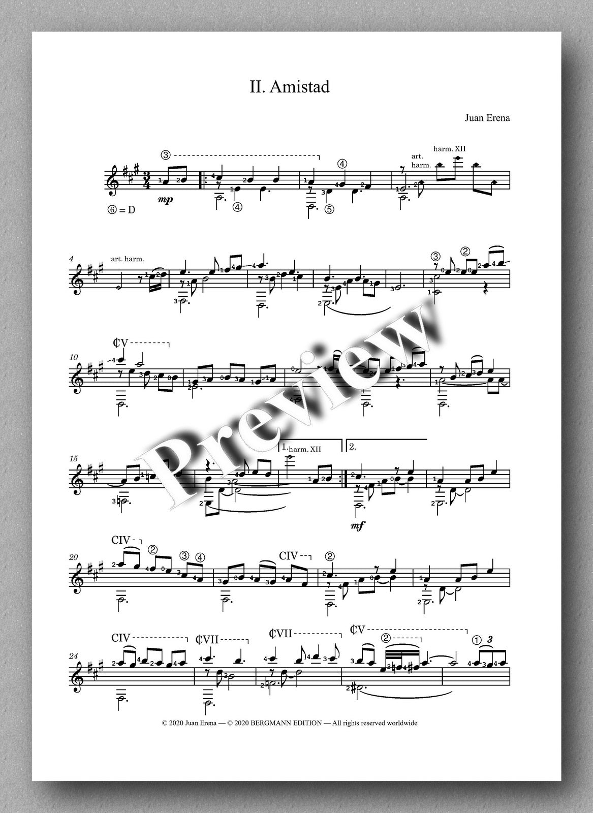 Juan Erena, Two Night Pieces - preview of Amistad