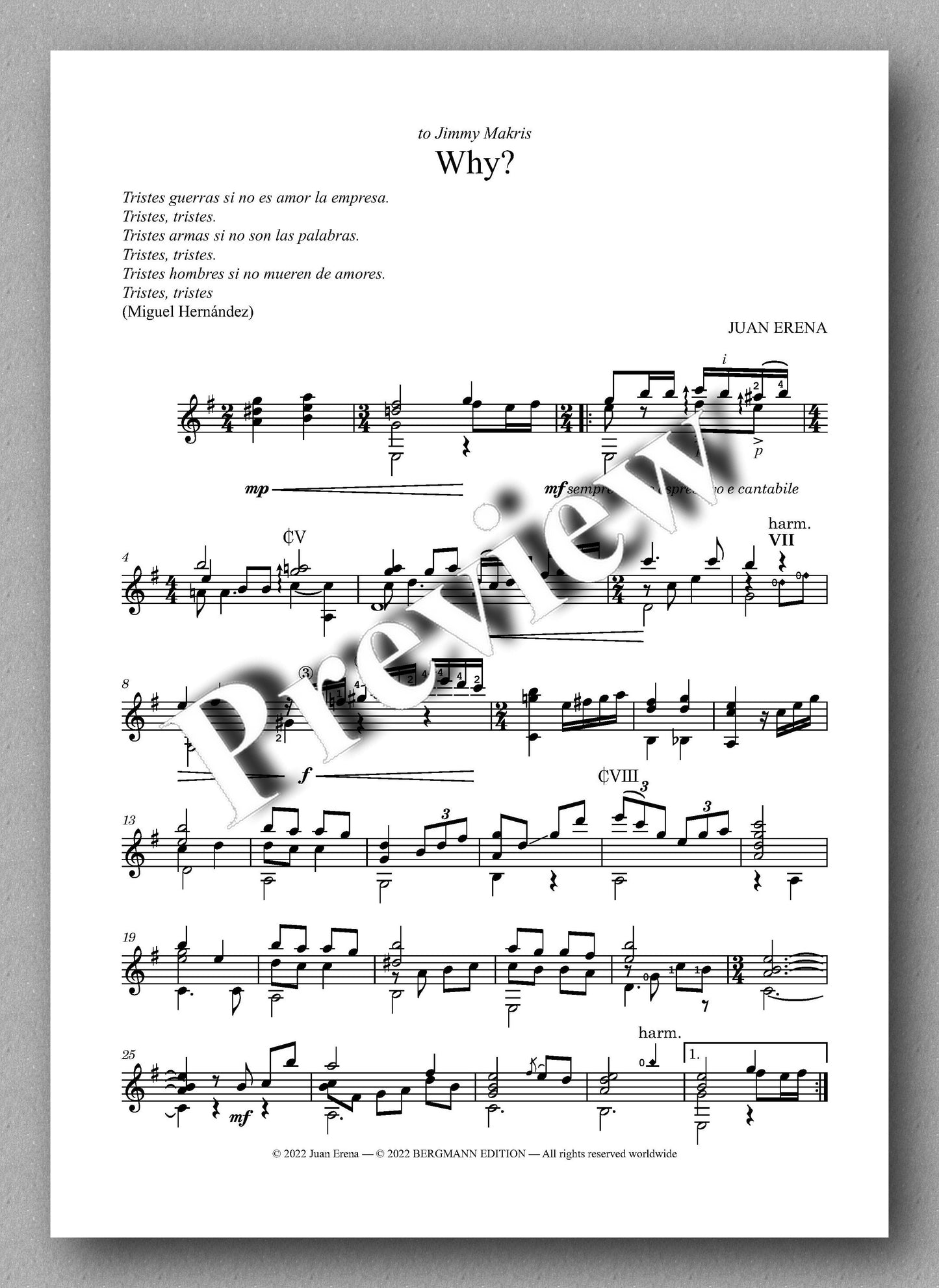 Erena, Why? - Preview of the score.