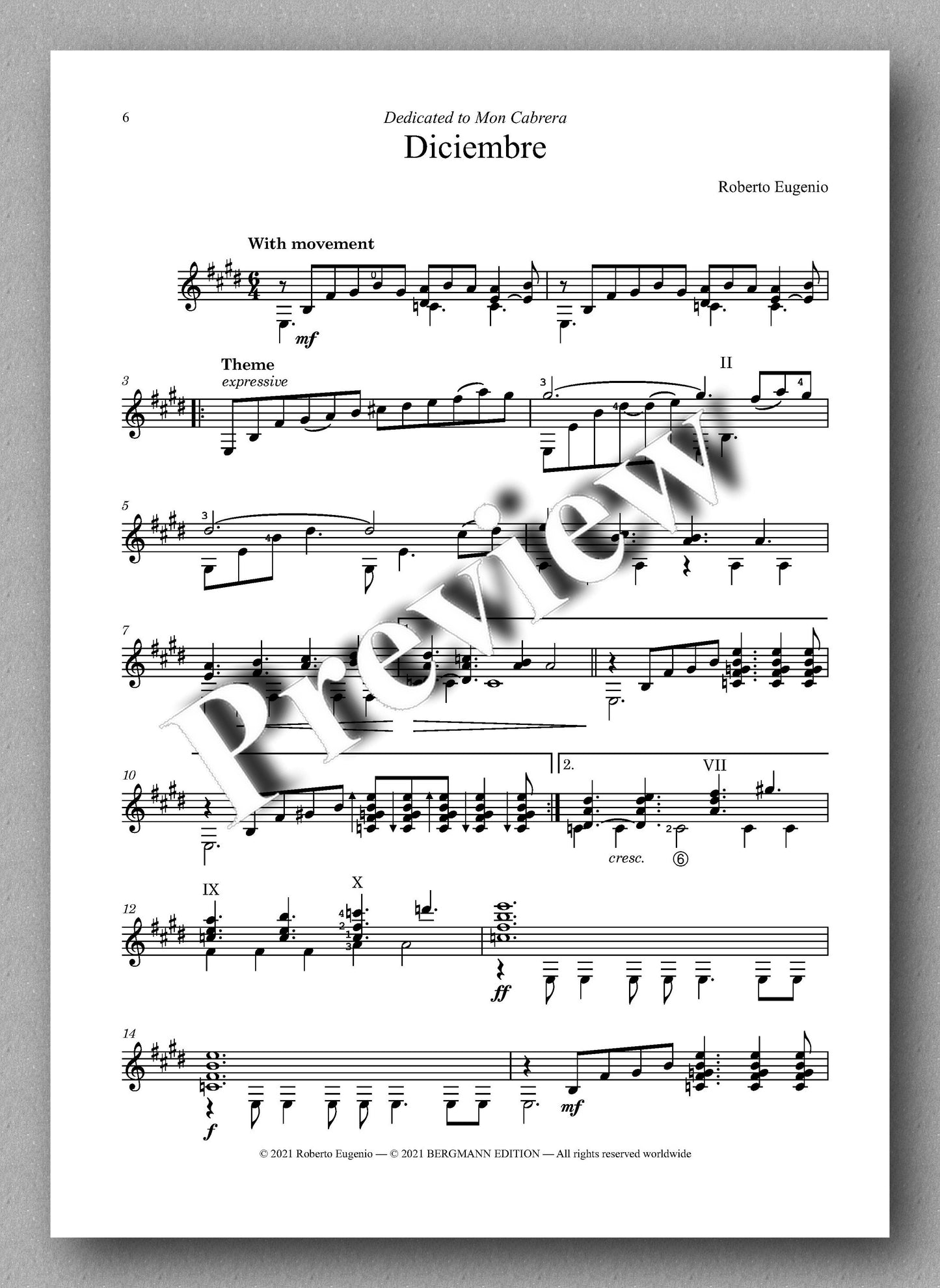 Roberto Eugenio, Diciembre - Music score 1