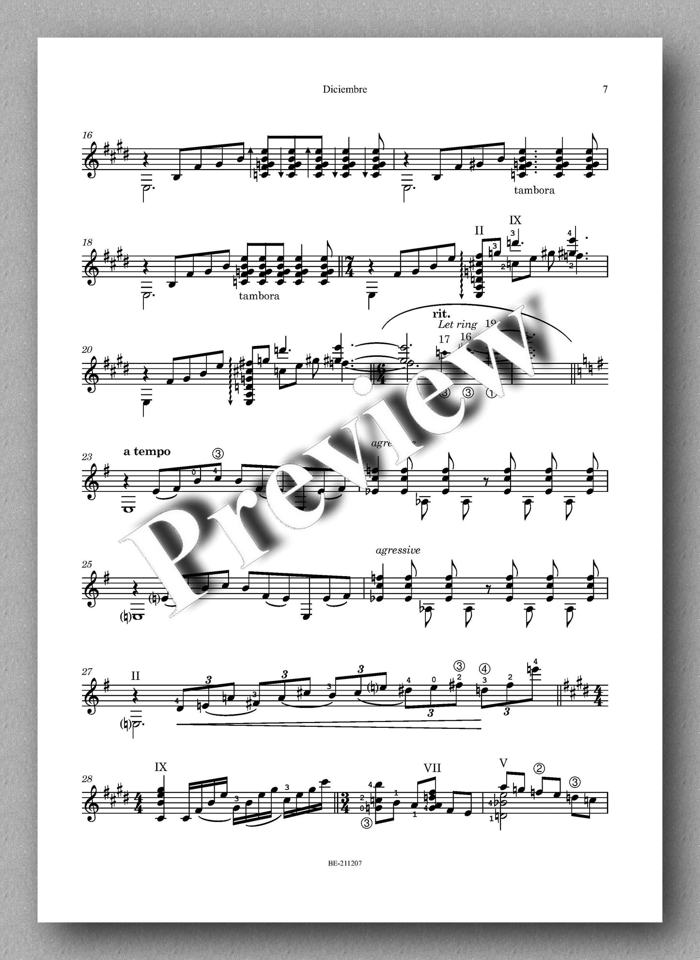 Roberto Eugenio, Diciembre - Music score 2