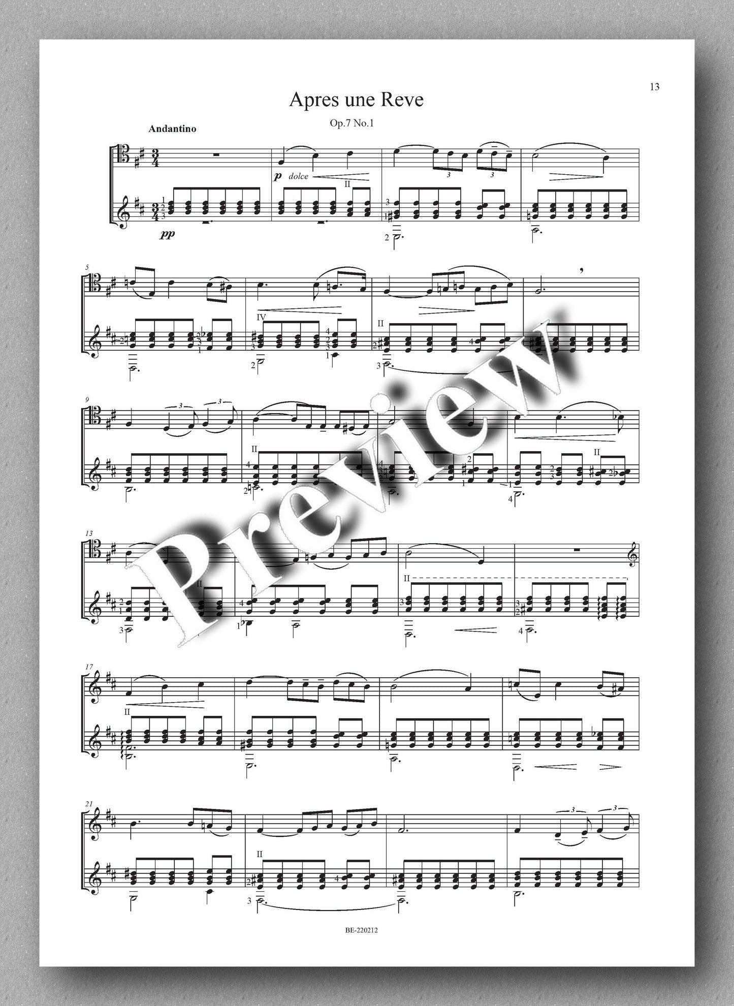 GABRIEL FAURÉ, Five Melodies for Cello & Guitar - music score 5