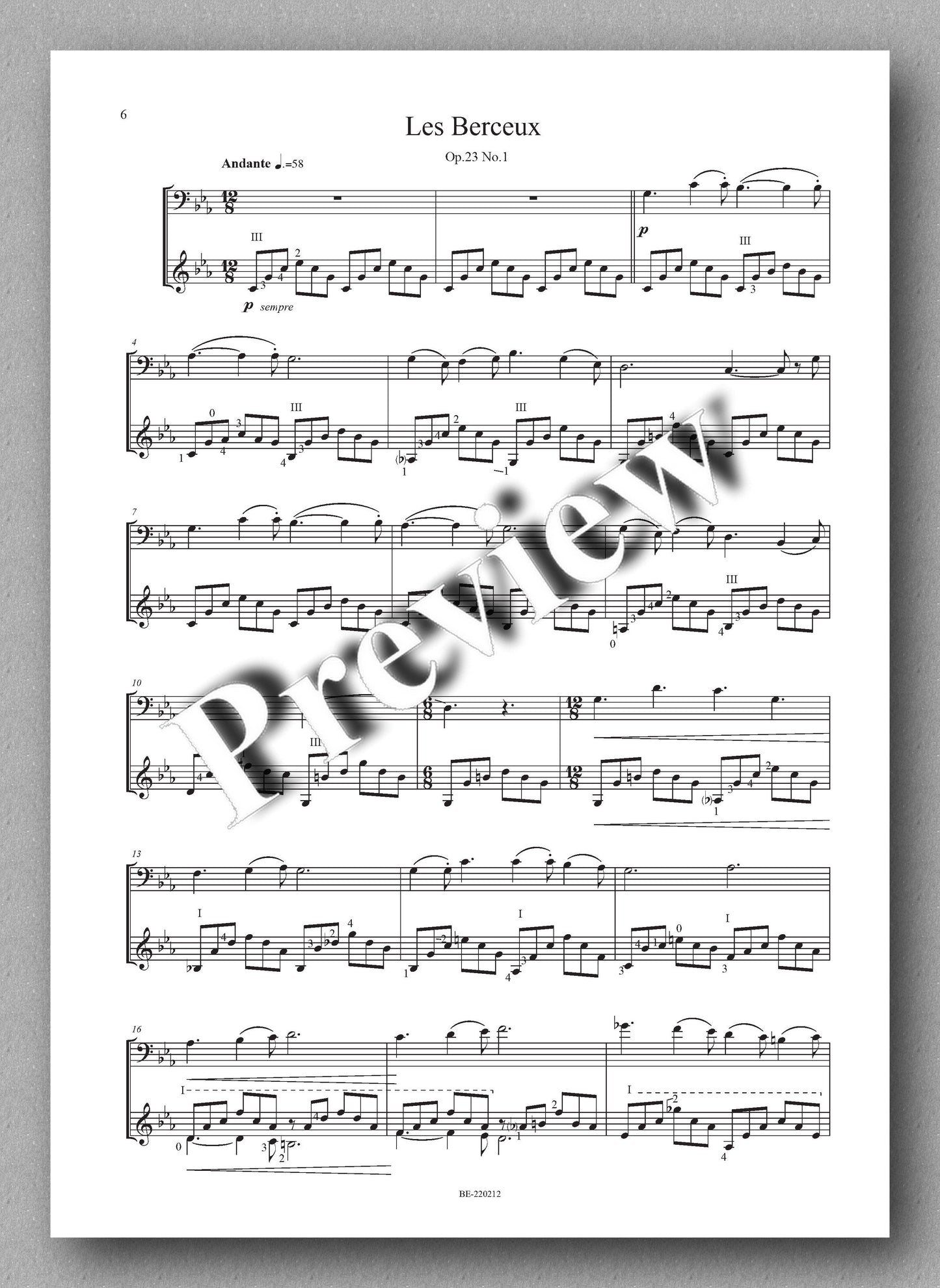GABRIEL FAURÉ, Five Melodies for Cello & Guitar - music score 2