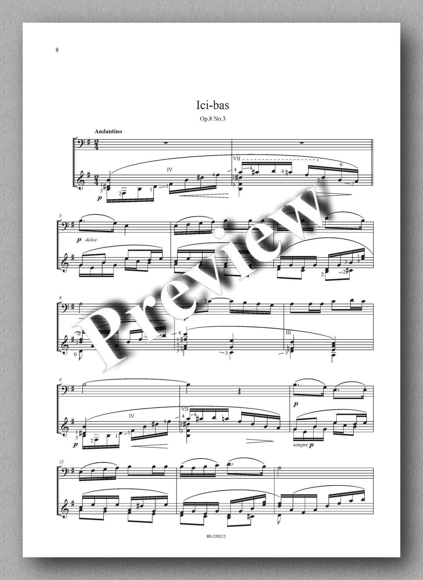 GABRIEL FAURÉ, Five Melodies for Cello & Guitar - music score 3