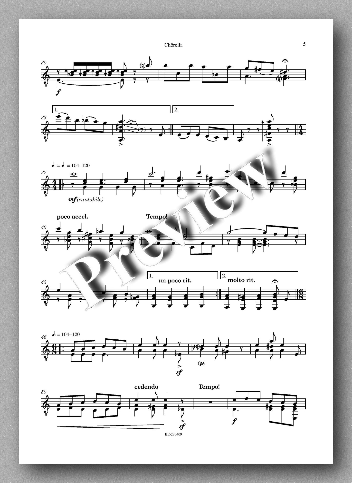 Antonio Giacometti, Chôrella - Preview of the music score 2