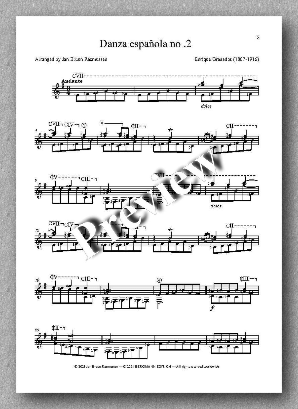 Granados-Rasmussen, Danza española no. 2 - music score 1