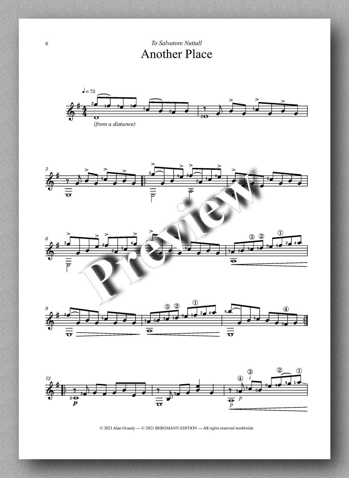 Grundy, Five Guitar Sketches - music score 2