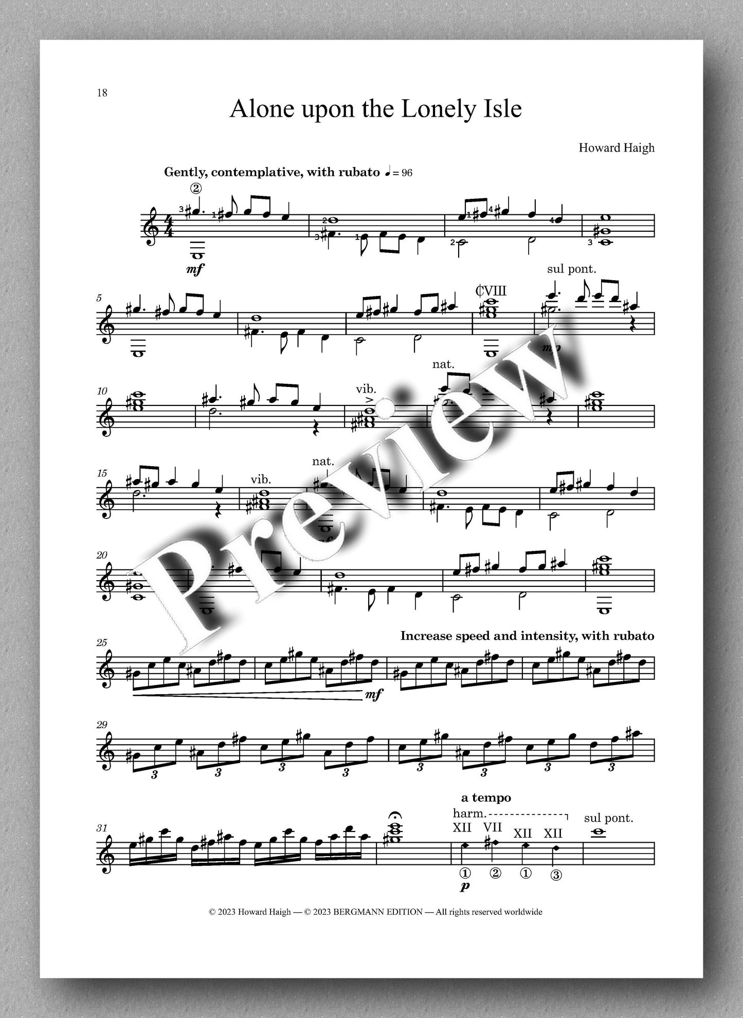 Howard Haigh, A Call to Peace - preview of the music score 4