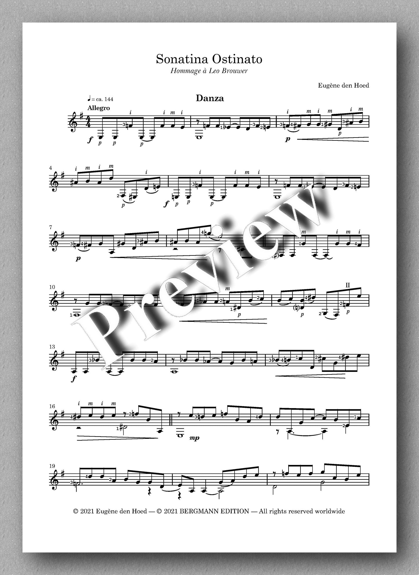 Hoed, Sonatina Ostinato - music score 1