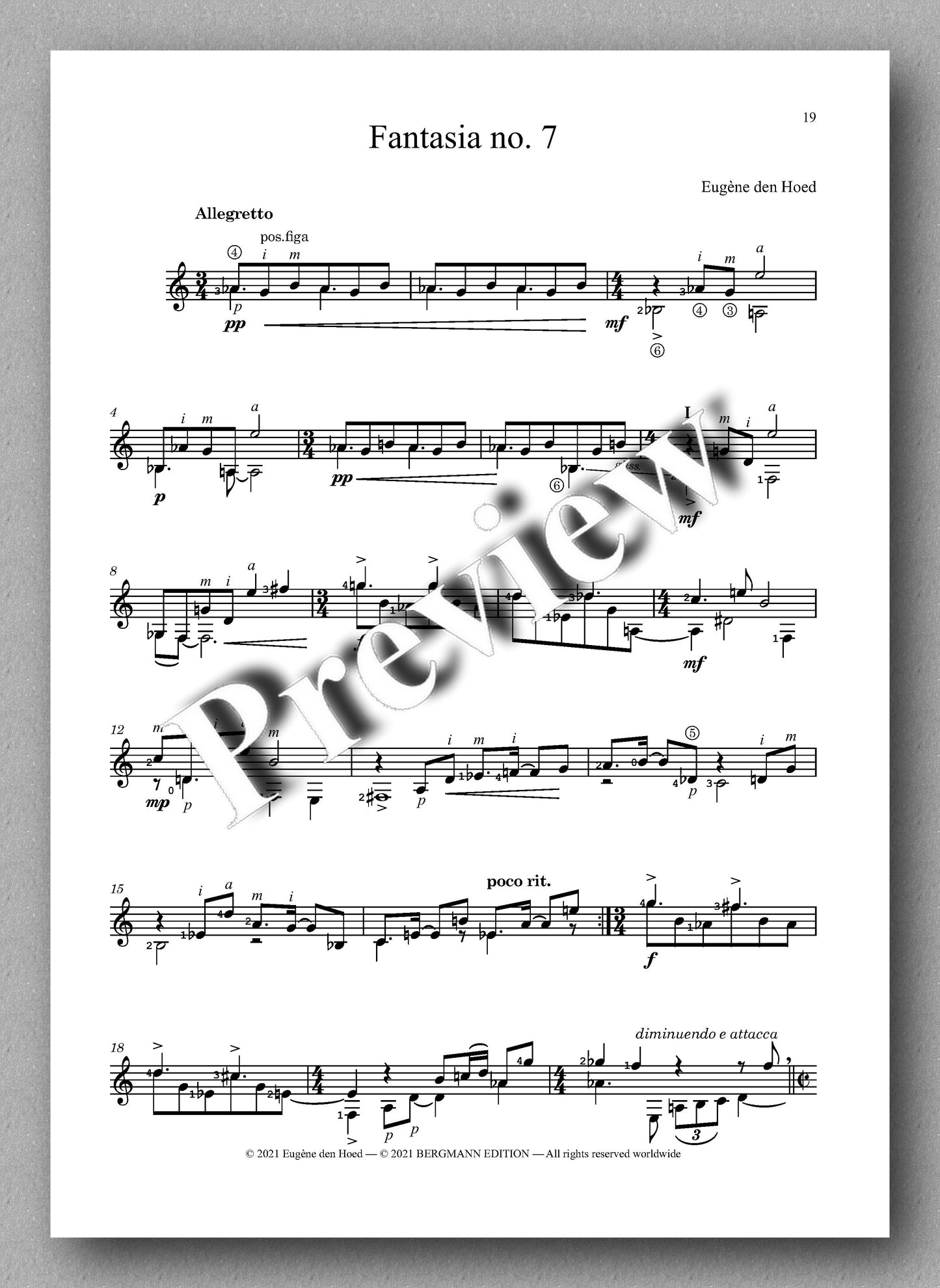 Hoed, Fantasias for Guitar - music score 3