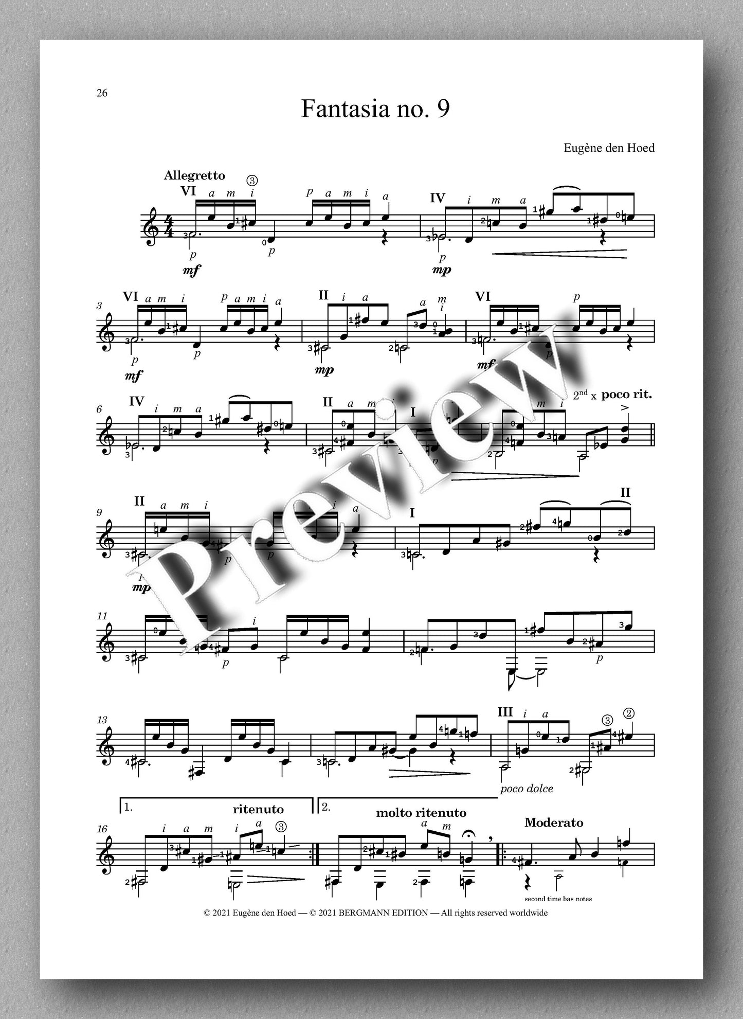 Hoed, Fantasias for Guitar - music score 4