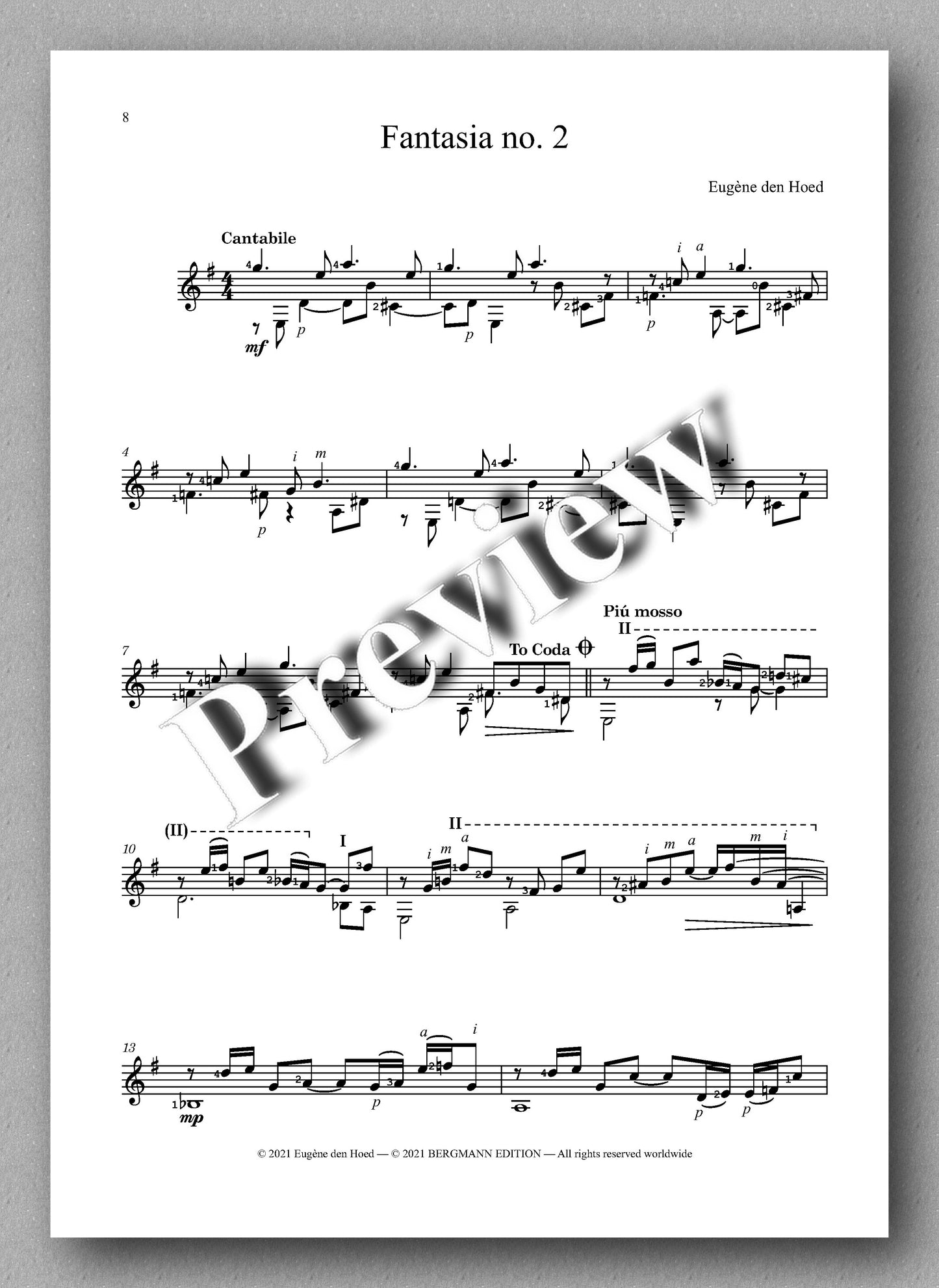 Hoed, Fantasias for Guitar - music score 2