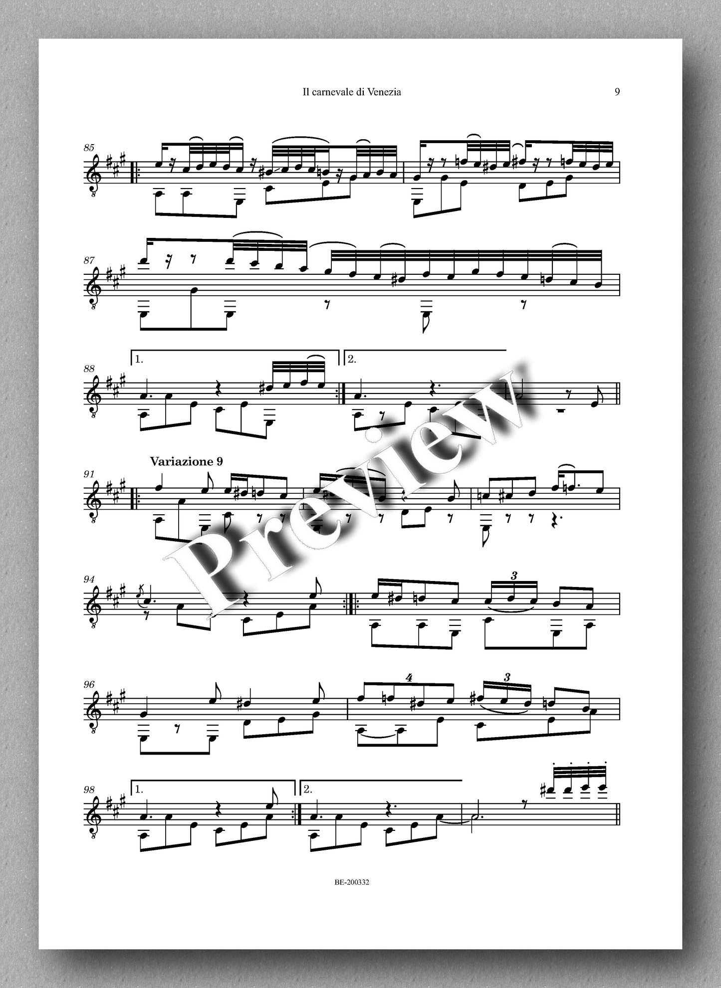 Niccolò Paganini, Il carnevale di Venezia-Tema e variazioni  - preview of the music score 2